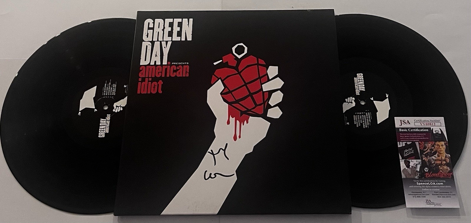 GREEN DAY TRE COOL SIGNED AMERICAN IDIOT LP VINYL RECORD ALBUM JSA COA