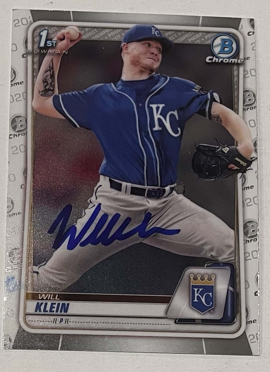 WILL KLEIN SIGNED 2020 BOWMAN CHROME DRAFT ROOKIE BASEBALL CARD DODGERS AUTO COLLECTIBLE MEMORABILIA