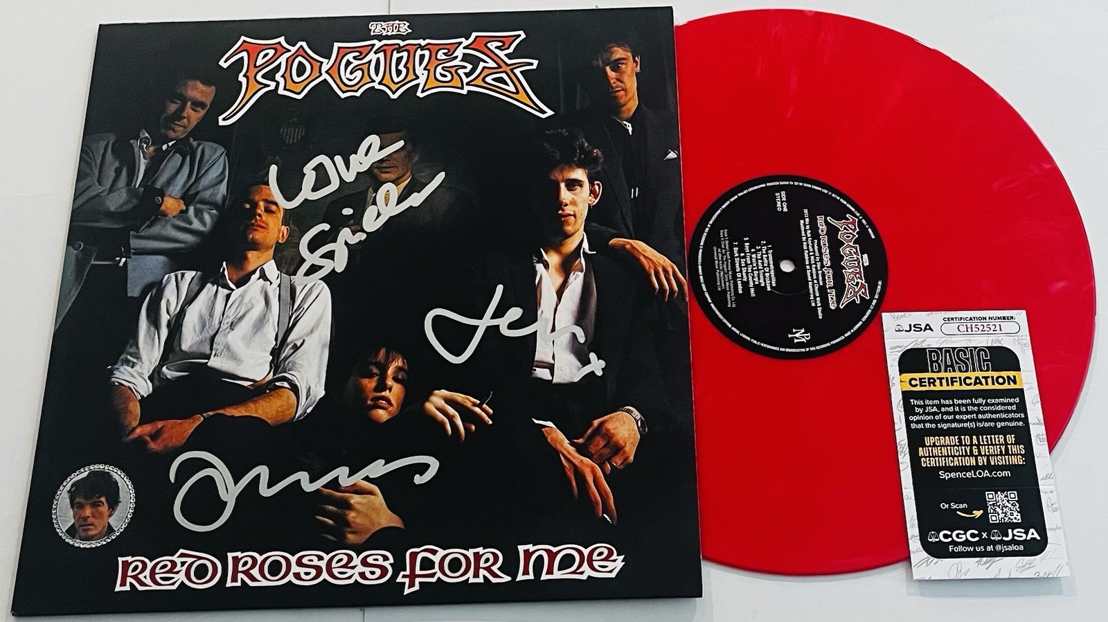 THE POGUES SIGNED RED ROSES FOR ME LP VINYL RECORD ALBUM SPIDER JEM JAMES JSA