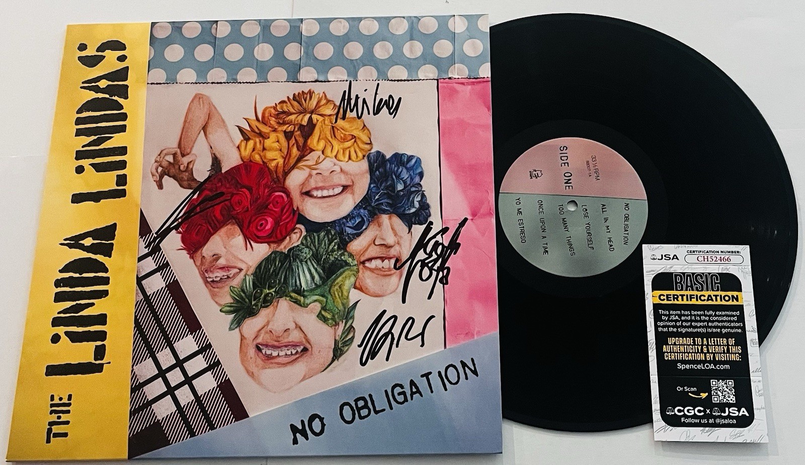 THE LINDA LINDAS BAND SIGNED NO OBLIGATION LP VINYL RECORD ALBUM JSA COA