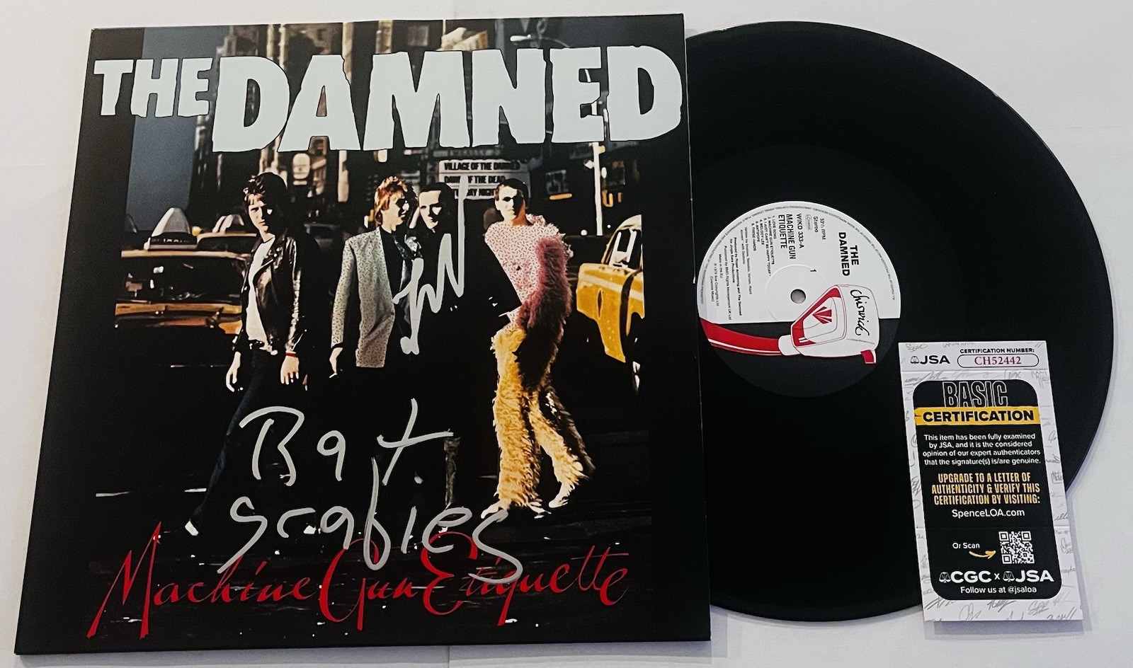 THE DAMNED SIGNED MACHINE GUN ETIQUETTE VINYL RECORD ALBUM DAVE VANIAN RAT JSA