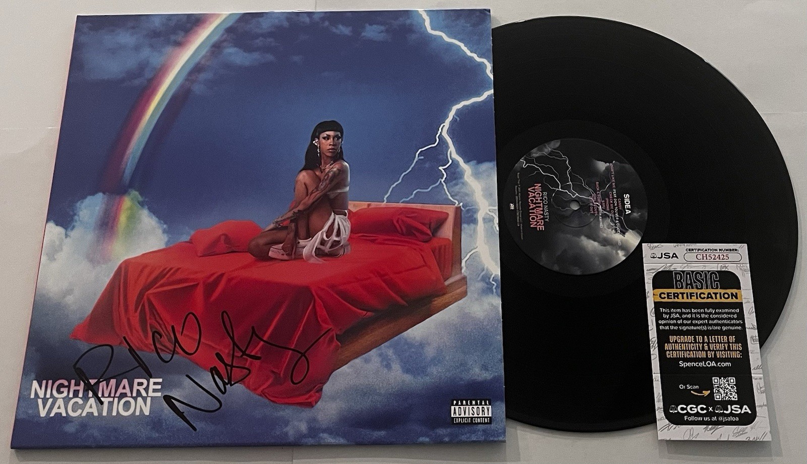 RICO NASTY SIGNED NIGHTMARE VACATION LP VINYL RECORD ALBUM  CANDY JSA COA