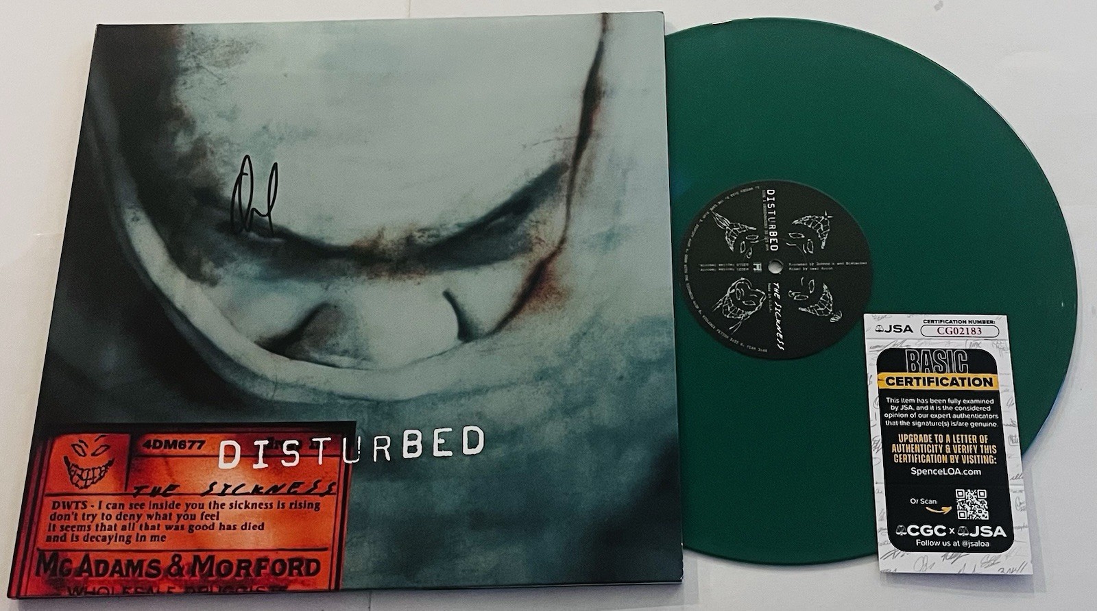 DAVID DRAIMAN DISTURBED BAND SIGNED THE SICKNESS LP VINYL RECORD ALBUM JSA COA