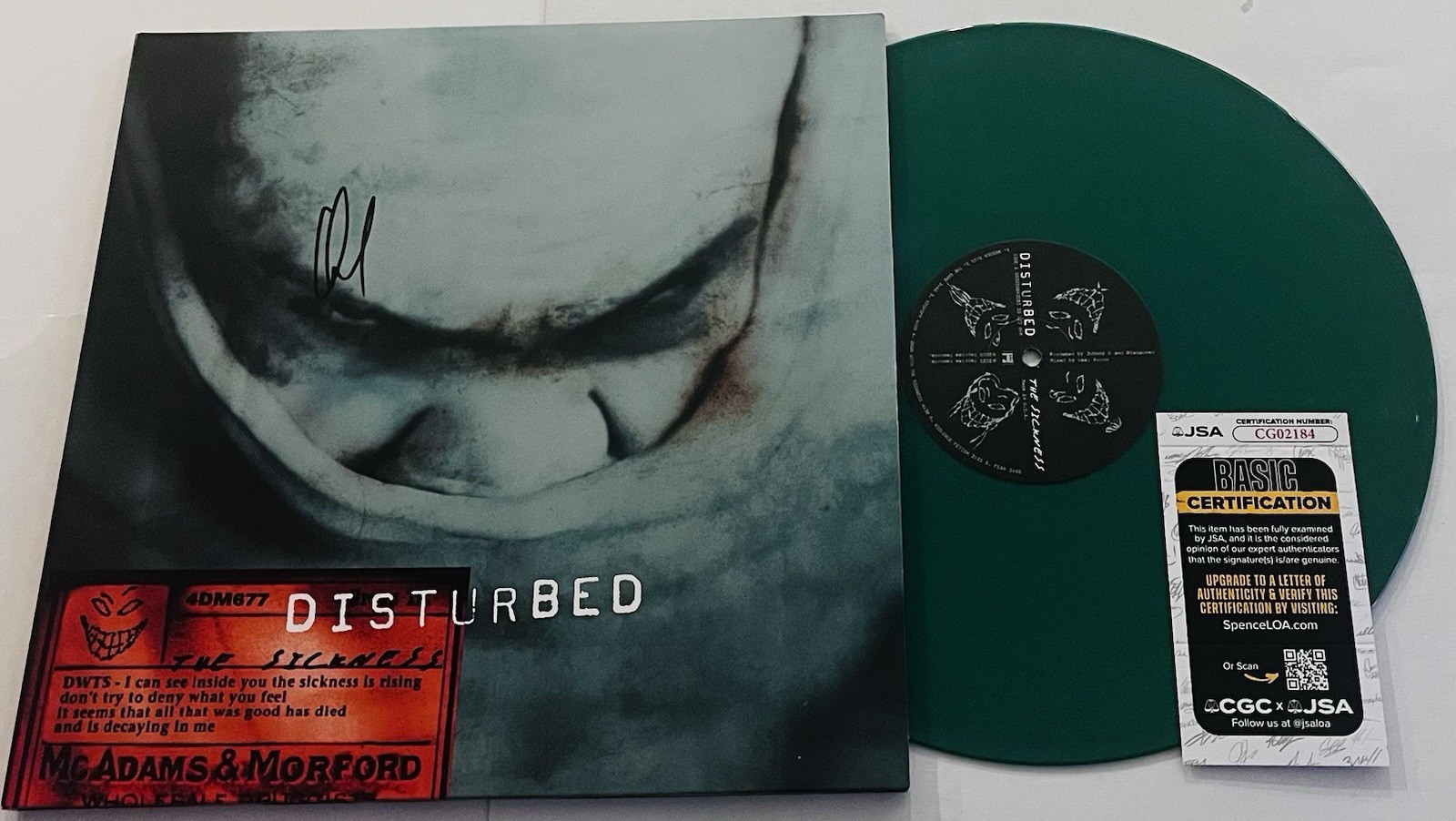 DAVID DRAIMAN DISTURBED BAND SIGNED THE SICKNESS LP VINYL RECORD ALBUM JSA COA