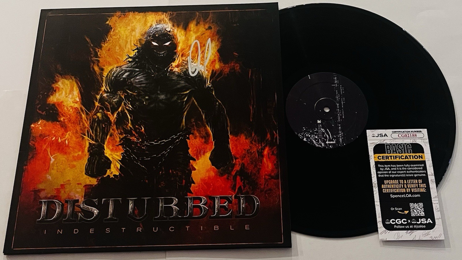 DAVID DRAIMAN DISTURBED BAND SIGNED INDESTRUCTABLE LP VINYL RECORD ALBUM JSA COA