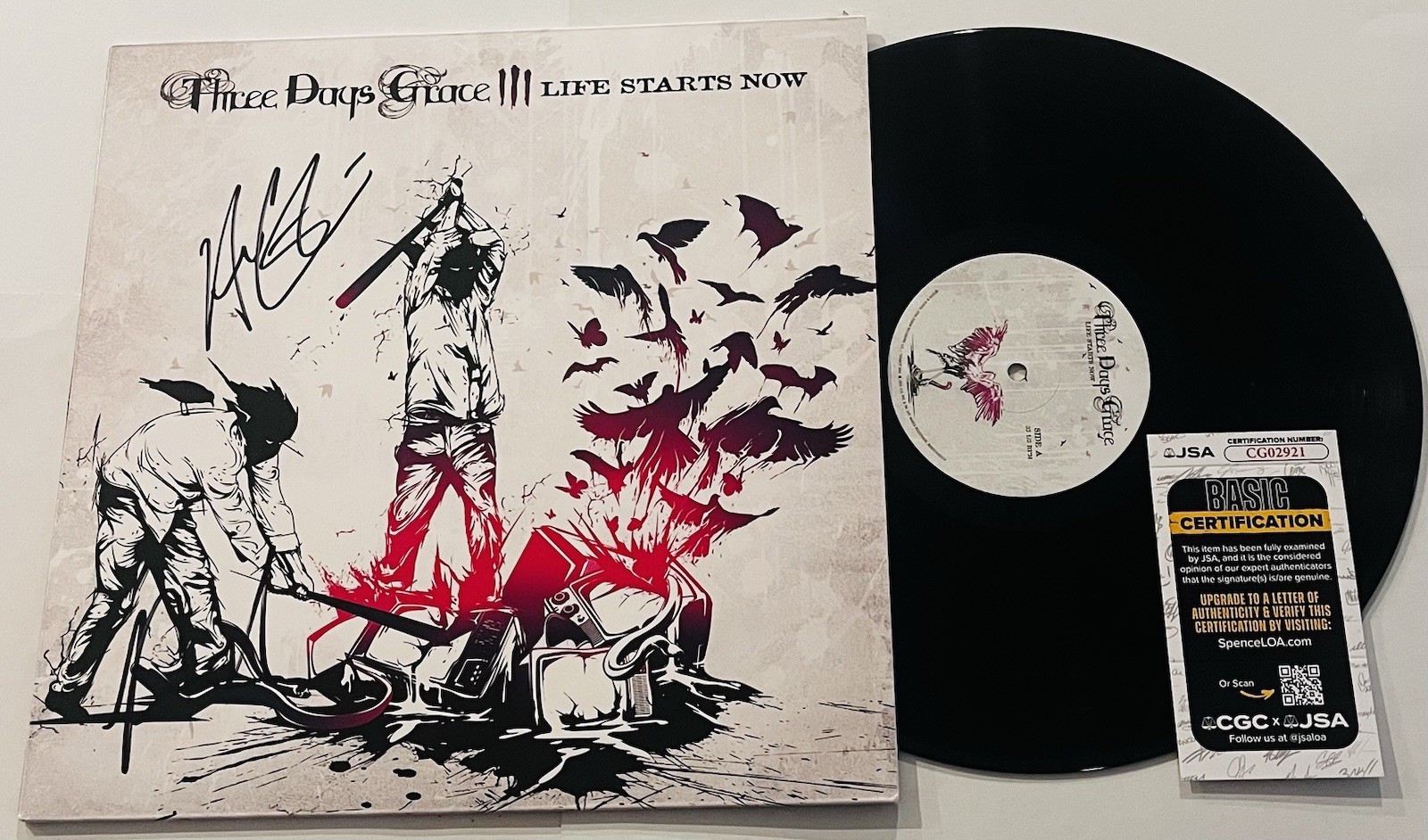 THREE DAYS GRACE SIGNED LIFE STARTS NOW VINYL RECORD ALBUM ADAM GONTIER JSA COA