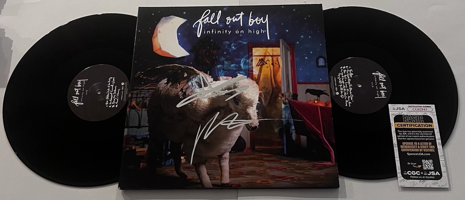 FALL OUT BOY SIGNED INFINITY ON HIGH LP VINYL RECORD ALBUM PATRICK STUMP JSA COA