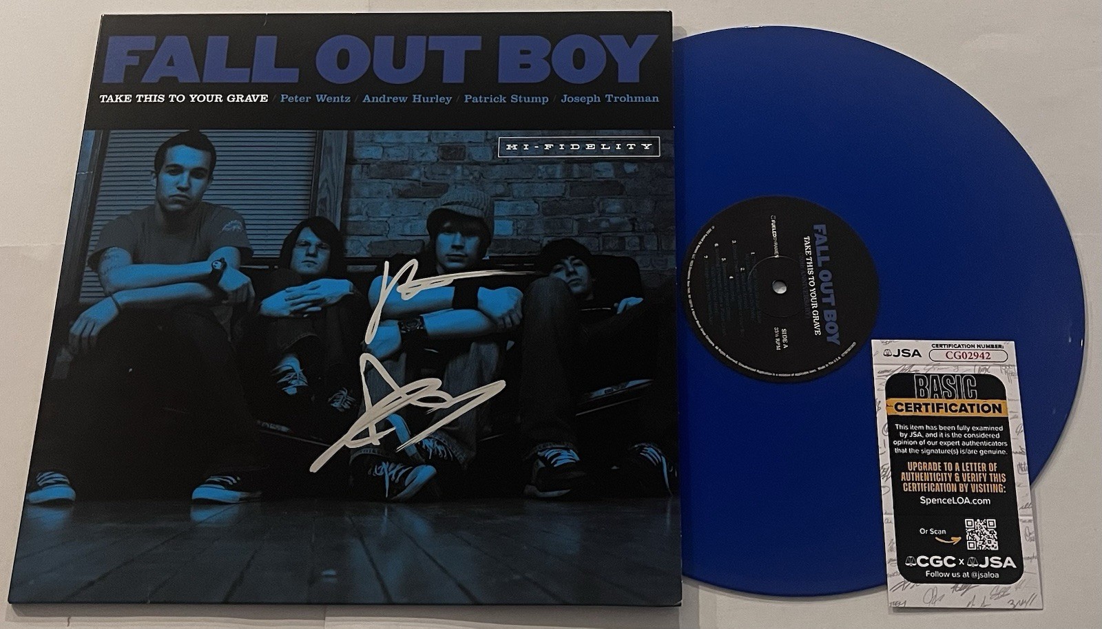 FALL OUT BOY SIGNED TAKE THIS TO YOUR GRAVE VINYL RECORD ALBUM PATRICK STUMP JSA