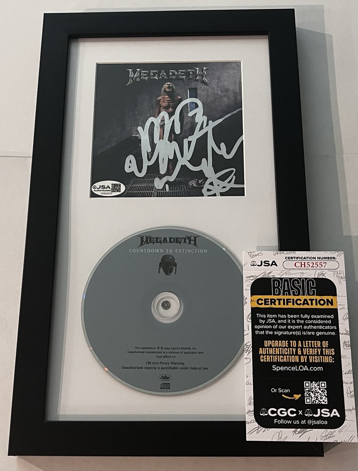 DAVE MUSTAINE SIGNED FRAMED MEGADETH COUNTDOWN TO EXTINCTION CD ALBUM JSA COA