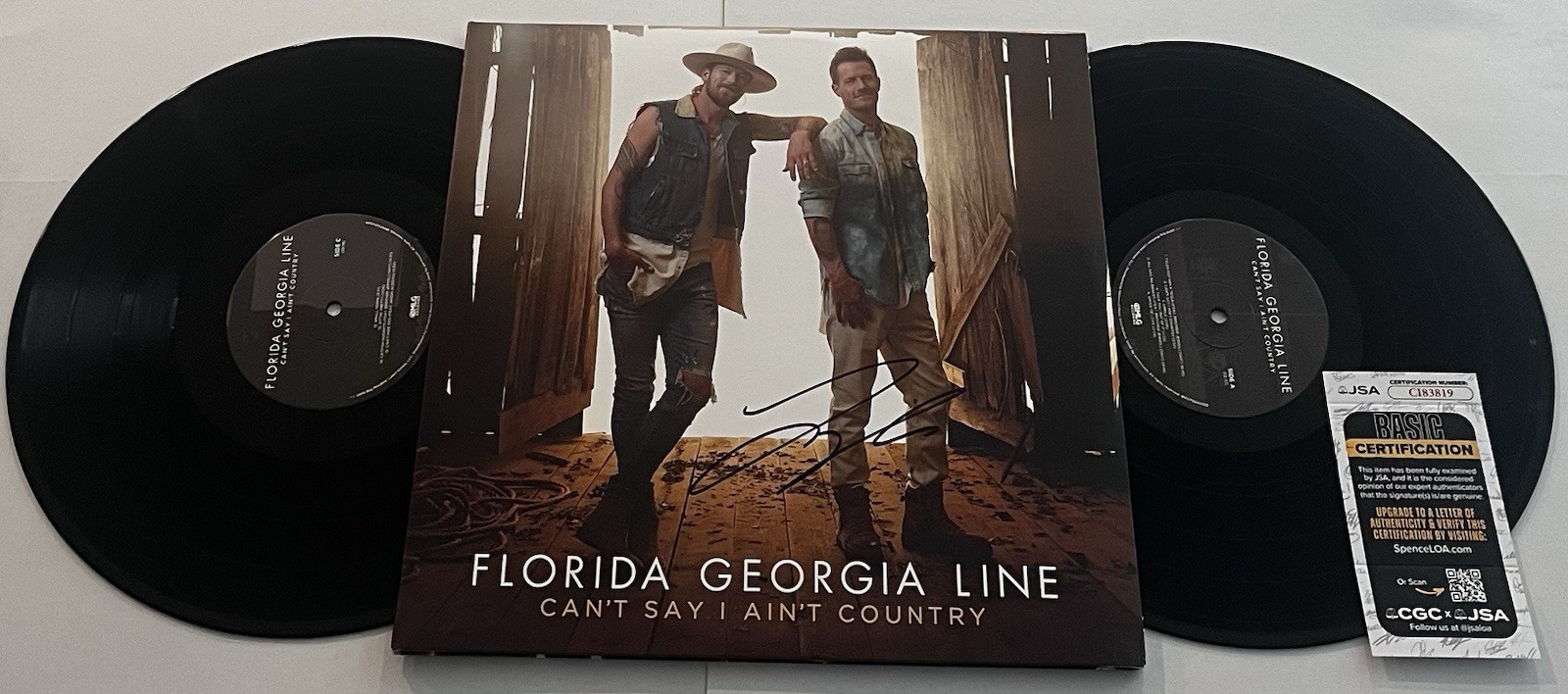 FLORIDA GEORGIA LINE TYLER HUBBARD SIGNED CAN'T SAY  VINYL RECORD ALBUM JSA COA