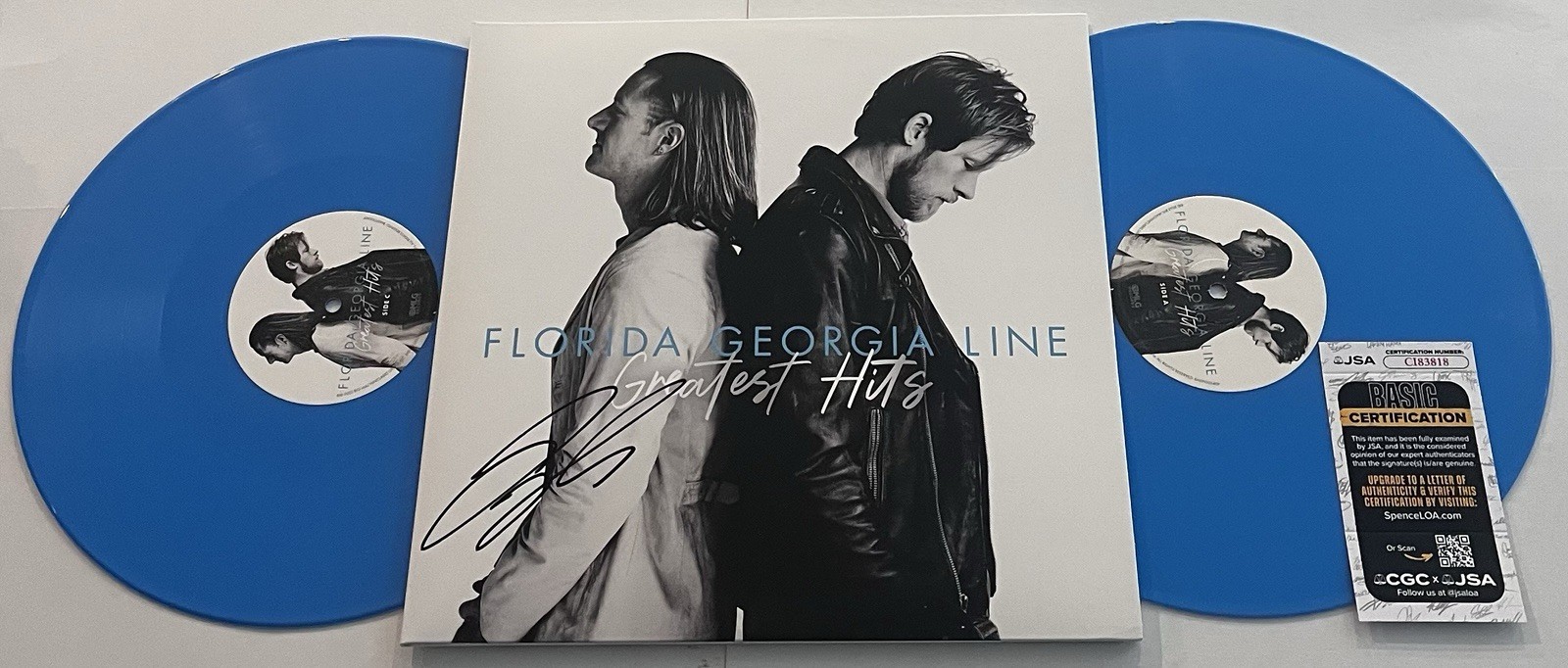FLORIDA GEORGIA LINE TYLER HUBBARD SIGNED GREATEST HITS VINYL RECORD ALBUM JSA