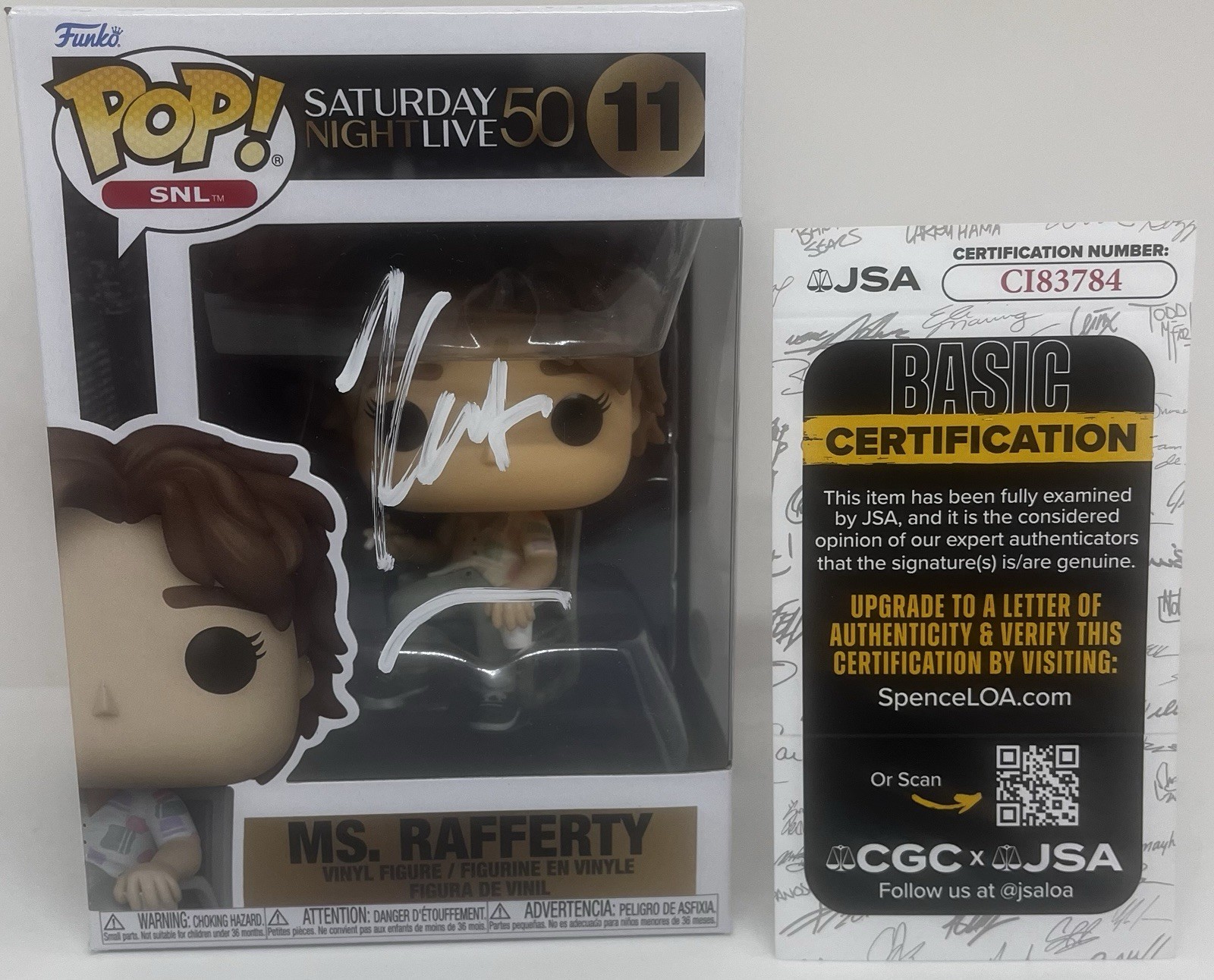 KATE MACKINNON SIGNED MS. RAFFERTY POP FUNKO FIGURE SATURDAY NIGHT LIVE JSA COA