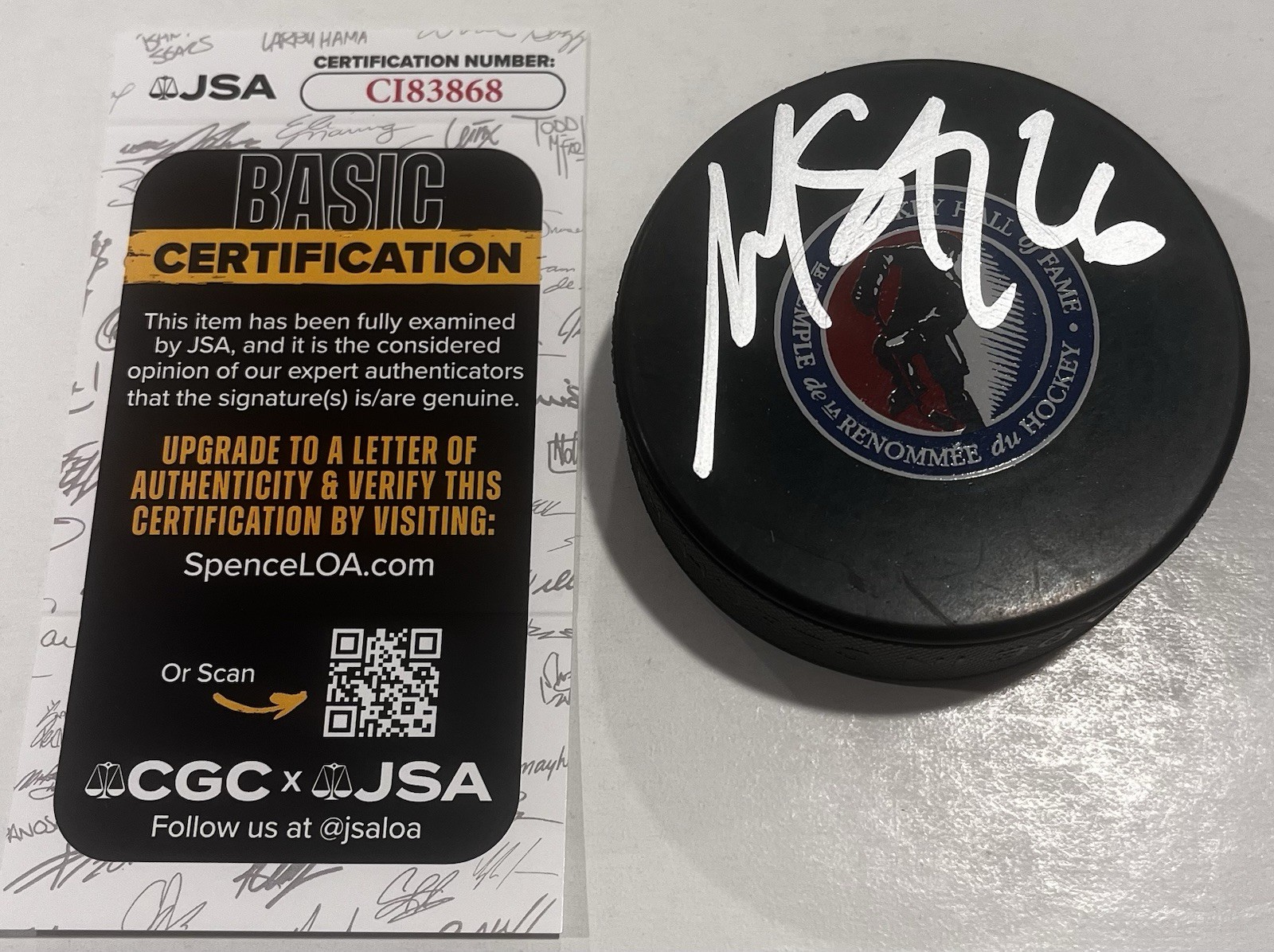 MARTIN ST. LOUIS SIGNED HOCKEY HALL OF FAME PUCK W/ CASE LIGHTNING RANGERS JSA