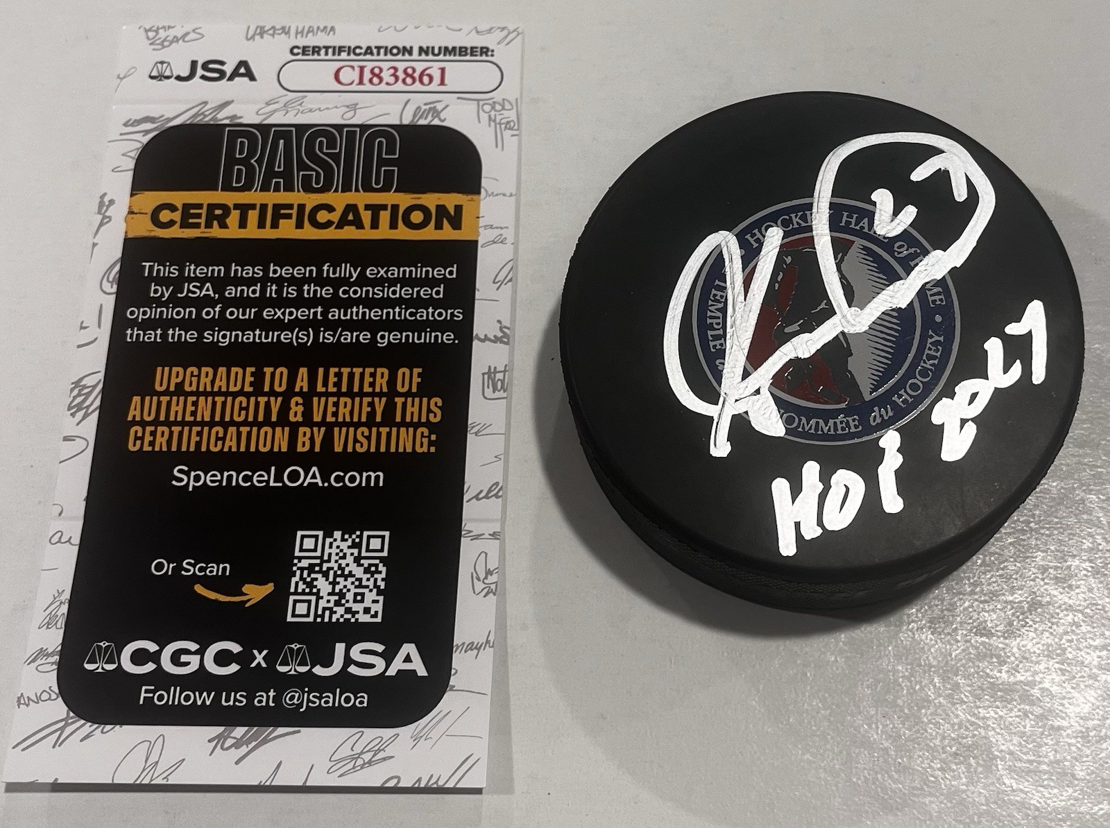 JEREMY ROENICK SIGNED HOCKEY HALL OF FAME PUCK W CASE CHICAGO BLACKHAWKS JSA COA