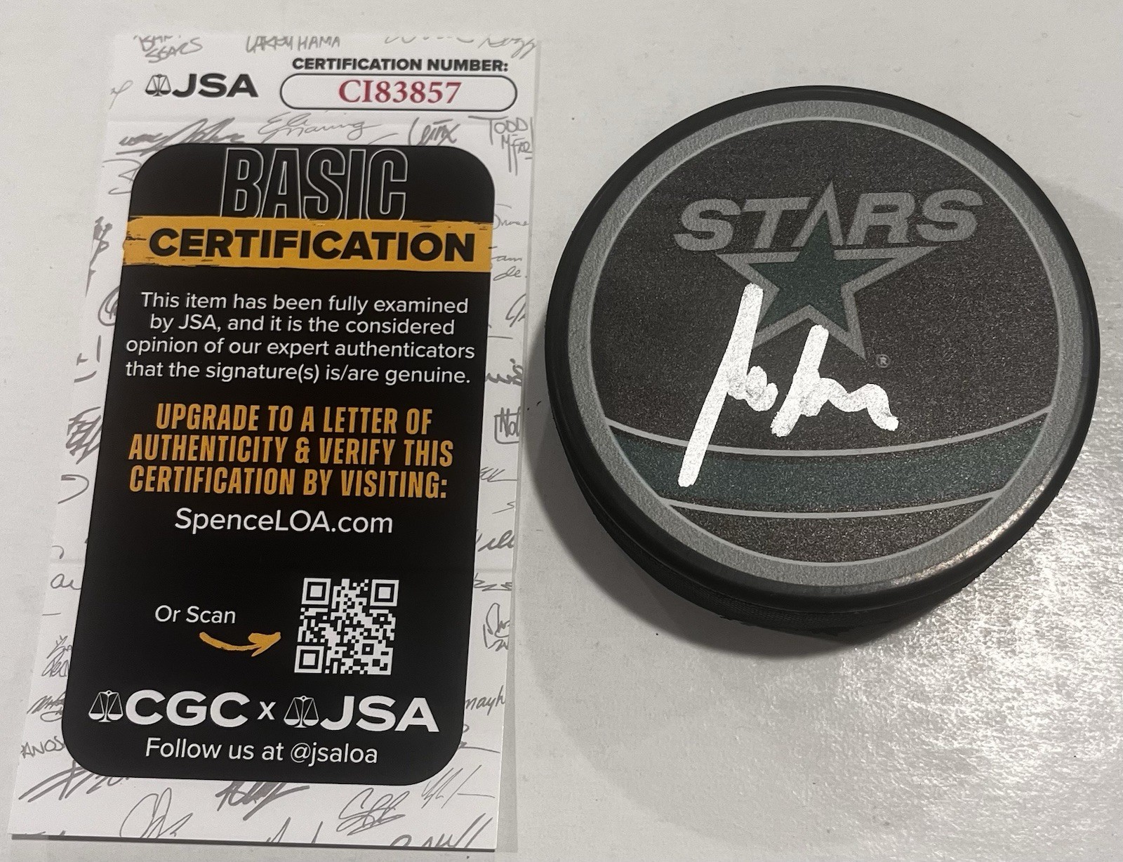 MIRO HEISKANEN SIGNED DALLAS STARS HOCKEY PUCK W/ CASE JSA COA