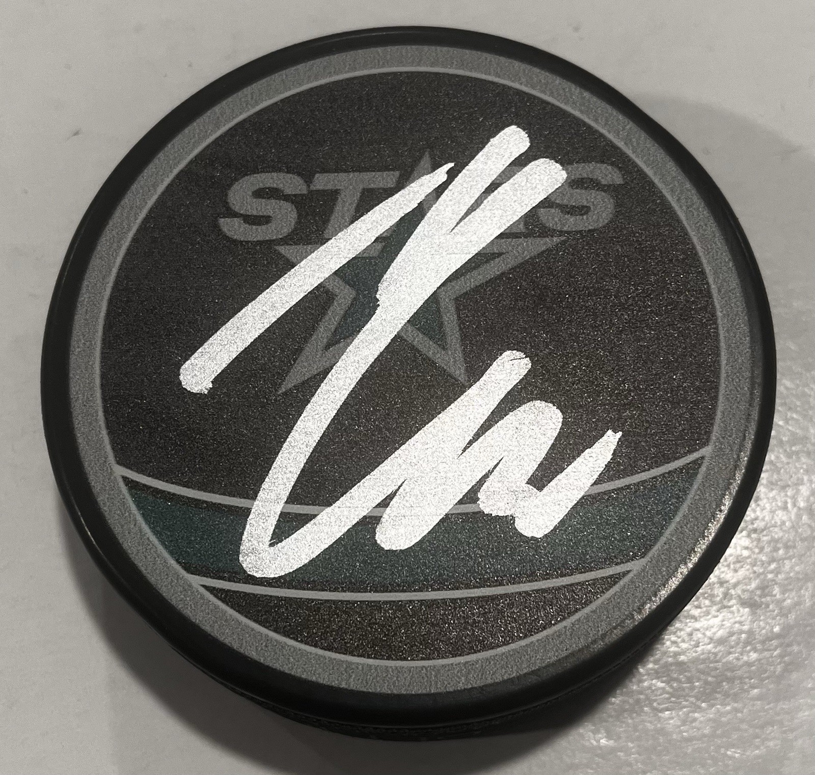 MAVRIK BOURQUE SIGNED DALLAS STARS HOCKEY PUCK W/ CASE COA
