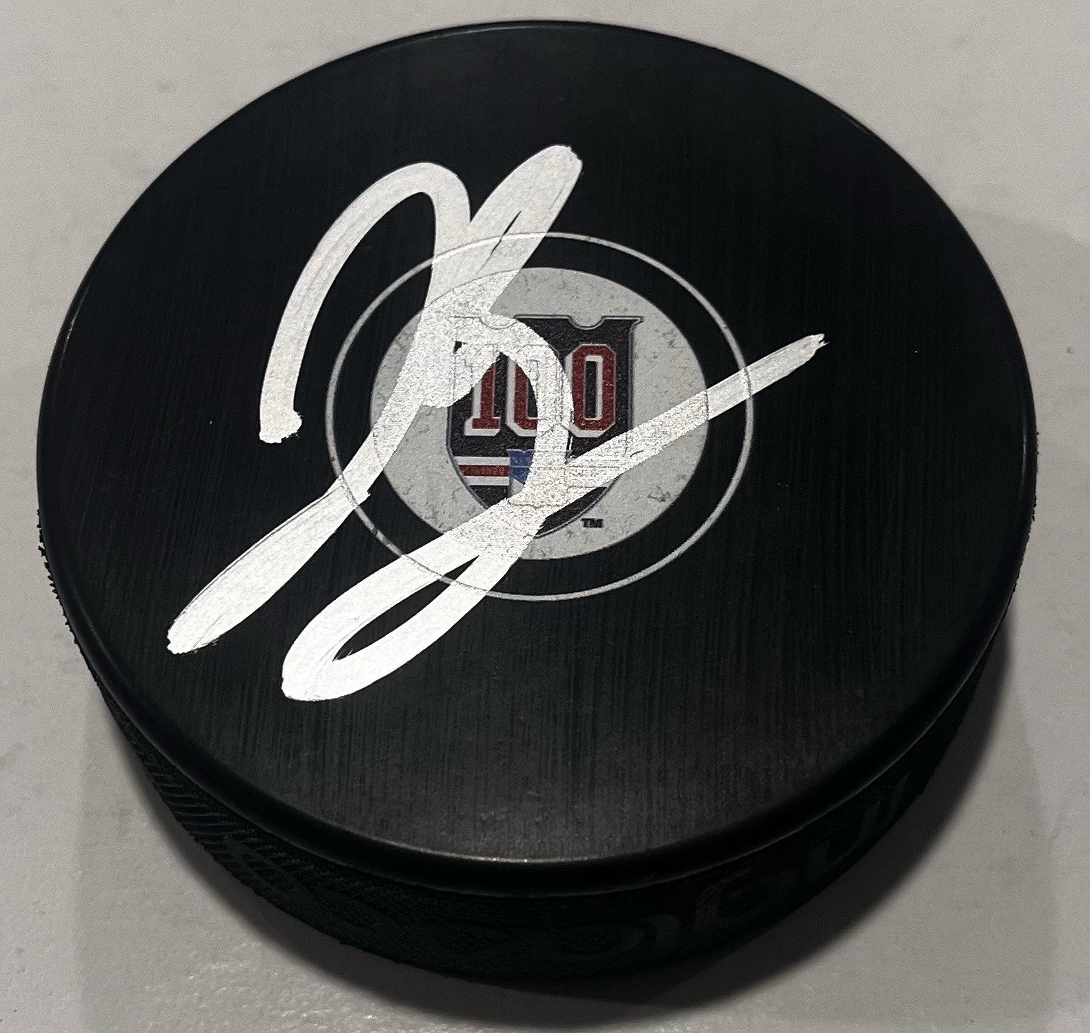 JONNY BRODZINSKI SIGNED NEW YORK RANGERS HOCKEY PUCK W/ CASE COA
