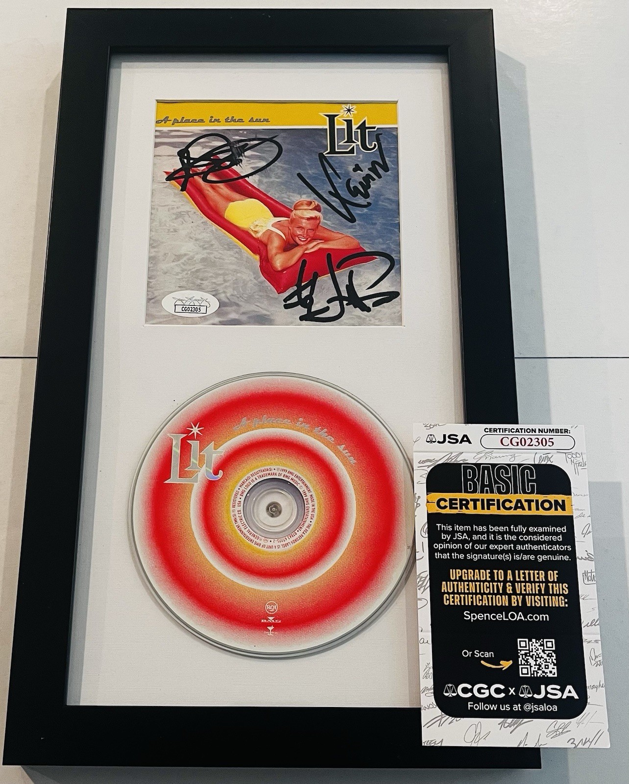 LIT BAND SIGNED A PLACE IN THE SUN FRAMED CD ALBUM MY OWN WORST ENEMY JSA COA