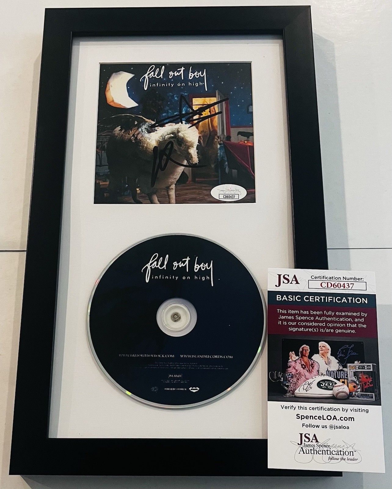 FALL OUT BOY SIGNED INFINITY ON HIGH FRAMED CD ALBUM PATRICK STUMP ANDY JSA COA
