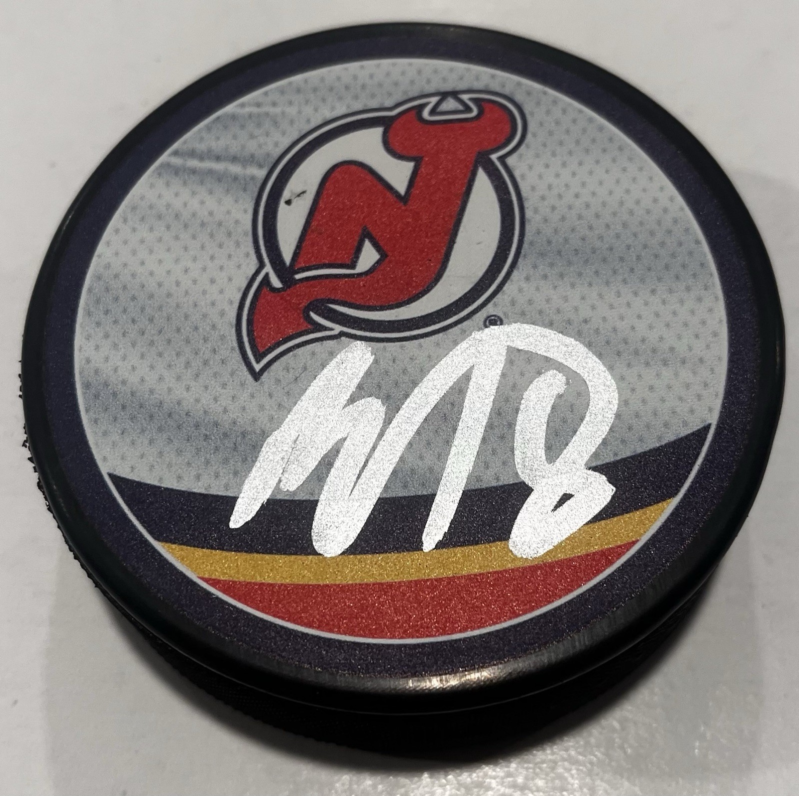 ONDREJ PALAT SIGNED NEW JERSEY DEVILS HOCKEY PUCK W/ CASE COA
