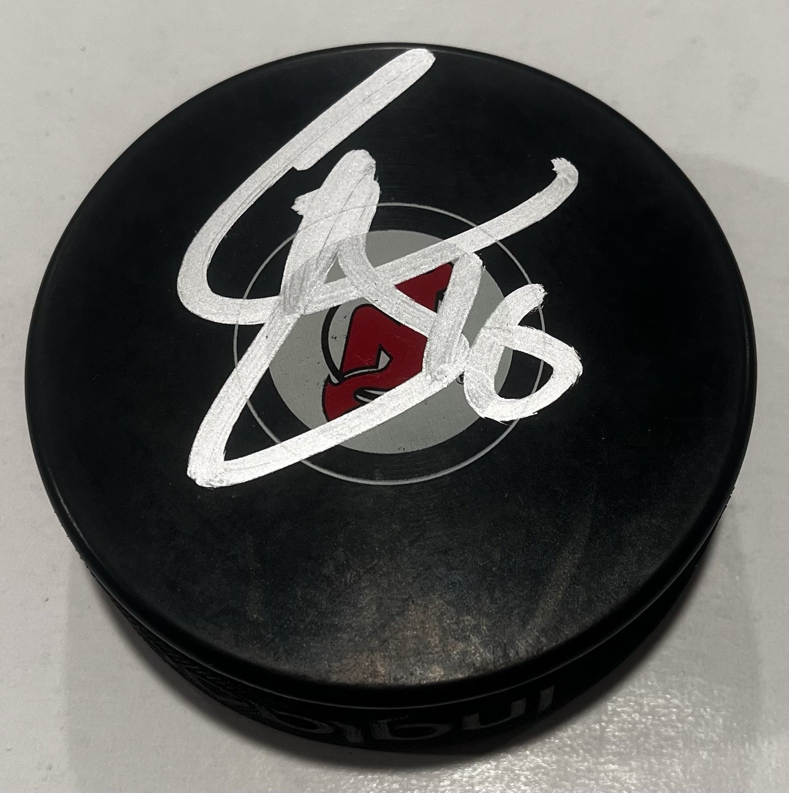CONNOR BROWN SIGNED NEW JERSEY DEVILS HOCKEY PUCK W/ CASE COA