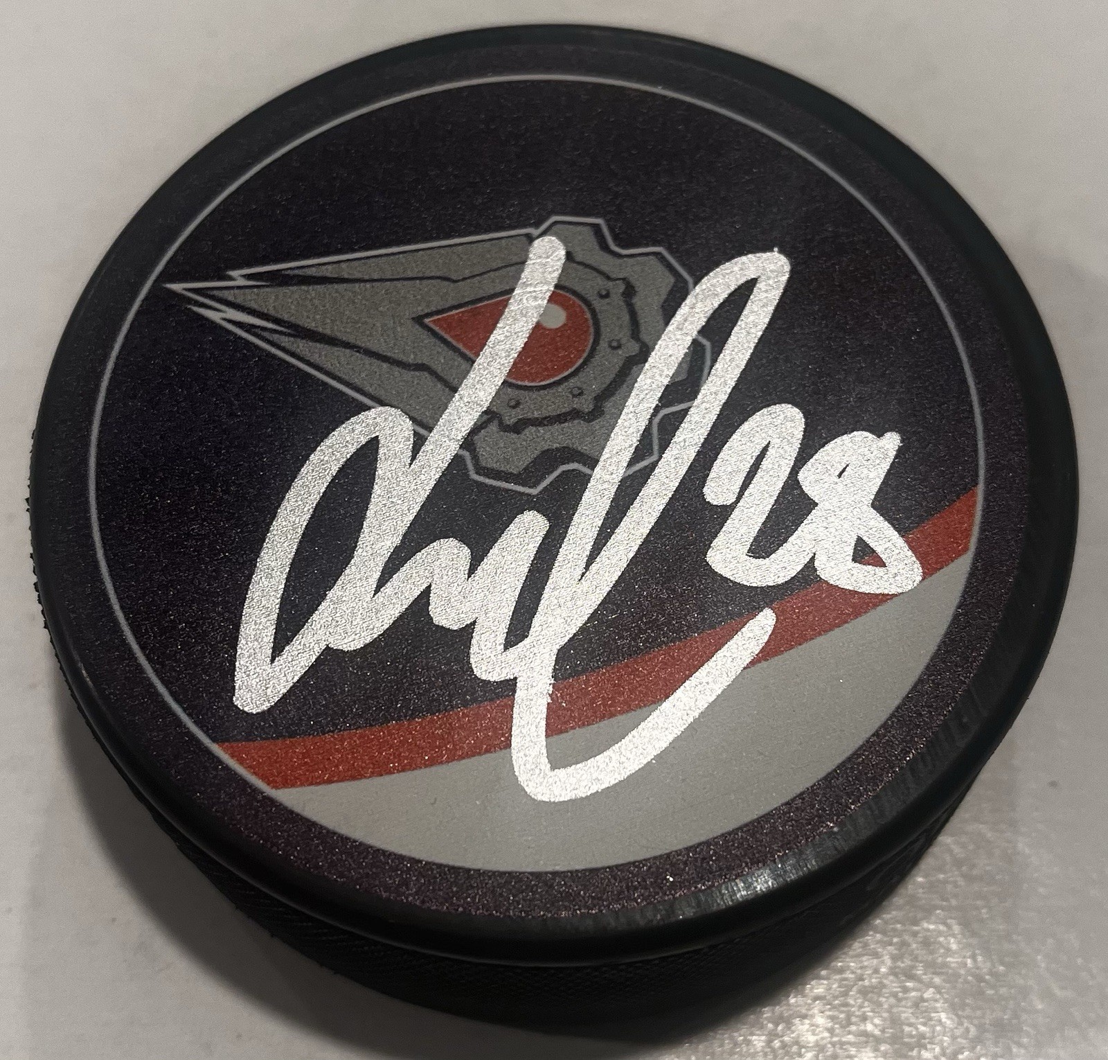 JACK ROSLOVIC SIGNED EDMONTON OILERS HOCKEY PUCK W/ CASE COA