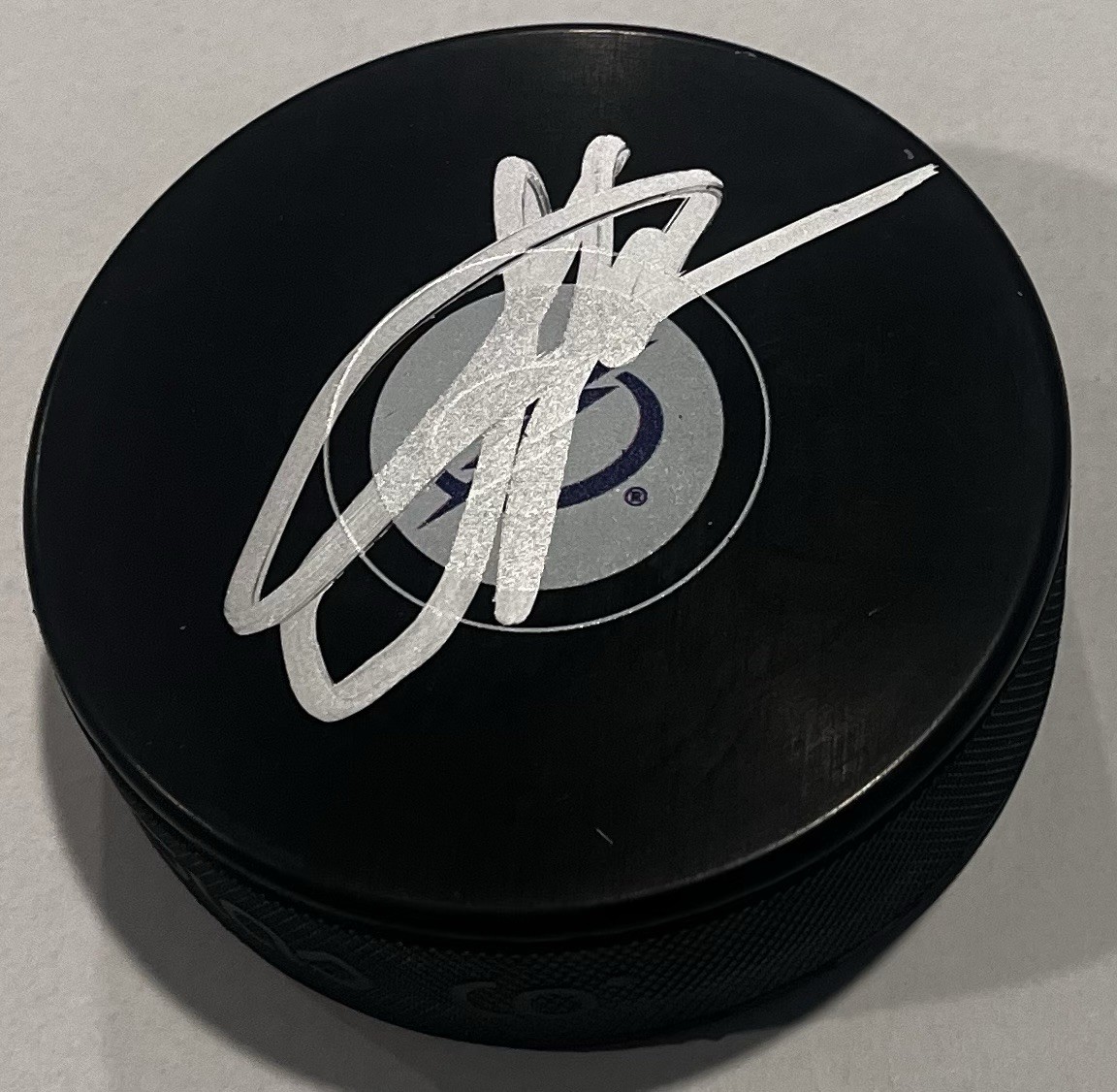 MAXIM GROSHEV SIGNED TAMPA BAY LIGHTNING HOCKEY PUCK W/ CASE COA