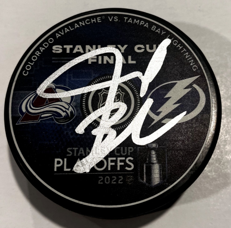 JARED BEDNAR SIGNED COLORADO AVALANCHE 2022 STANLEY CUP PUCK W/ CASE COA
