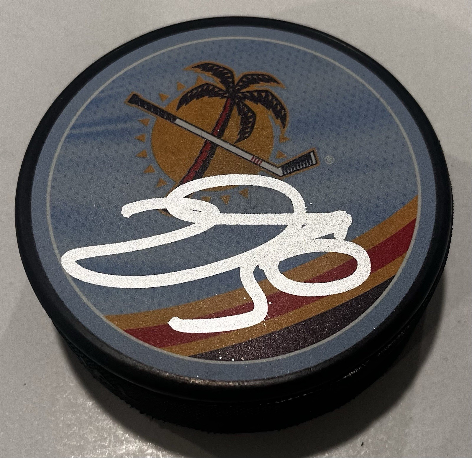 DONOVAN SEBRANGO SIGNED FLORIDA PANTHERS HOCKEY PUCK W/ CASE COA