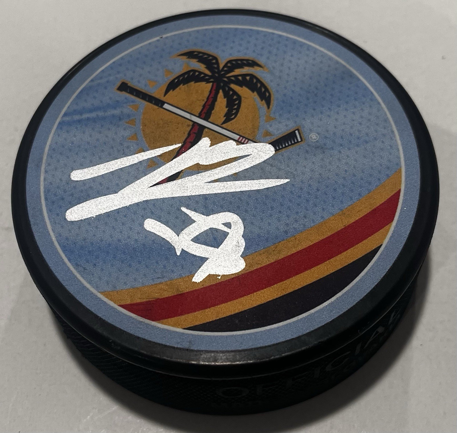 NOAH GREGOR SIGNED FLORIDA PANTHERS HOCKEY PUCK W/ CASE COA