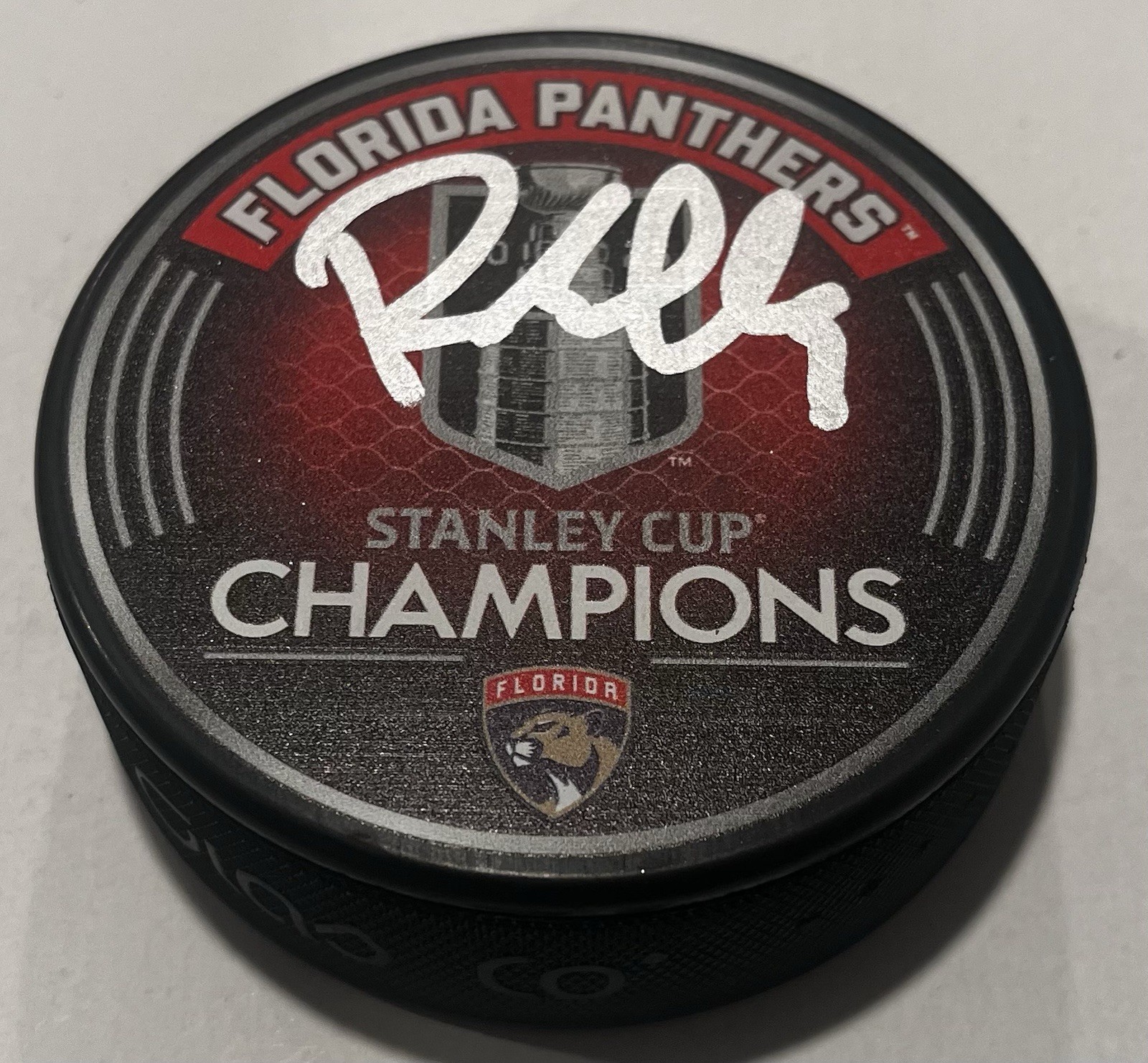 RANDY MOLLER SIGNED FLORIDA PANTHERS 2025 STANLEY CUP HOCKEY PUCK W/ CASE COA