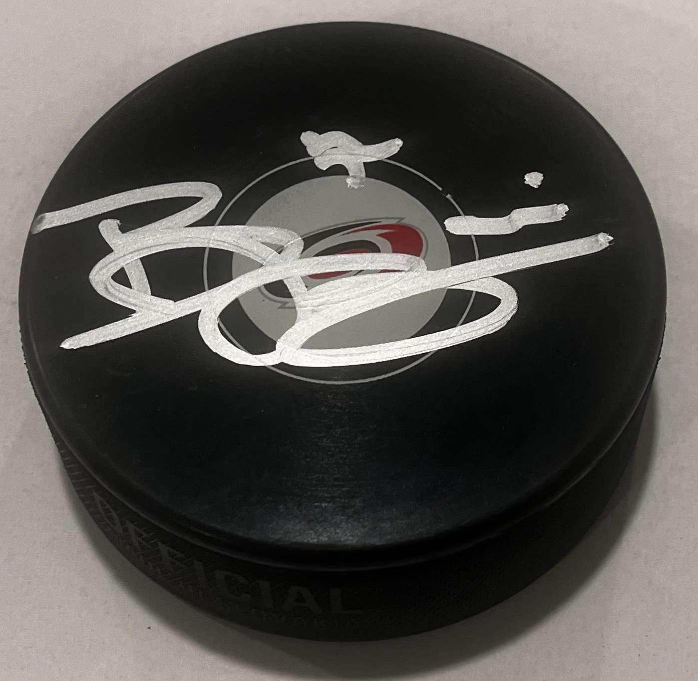 BRANDON BUSSI SIGNED CAROLINA HURRICANES HOCKEY PUCK W/ CASE COA