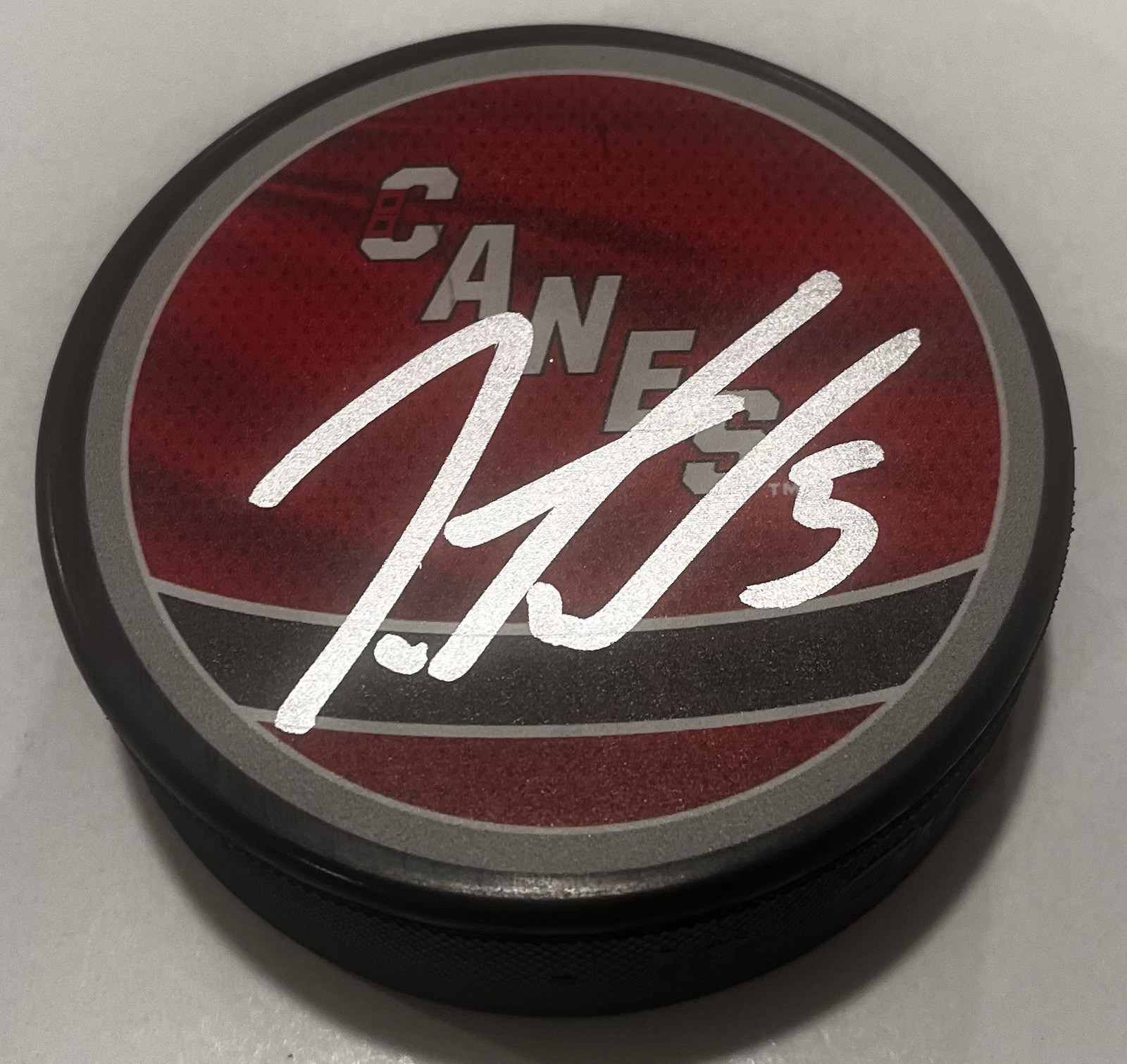 JALEN CHATFIELD SIGNED CAROLINA HURRICANES HOCKEY PUCK W/ CASE COA