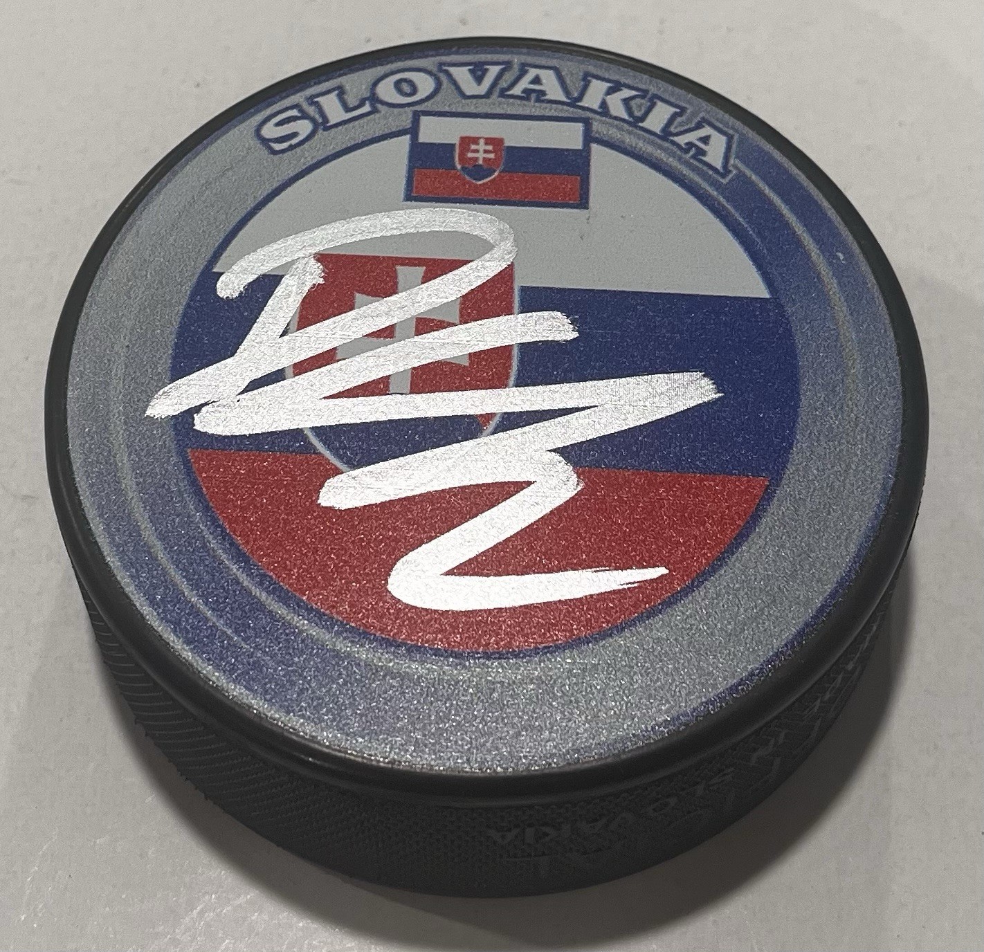 DALIBOR DVORSKY SIGNED SLOVAKIA HOCKEY PUCK W/ CASE ST LOUIS BLUES COA
