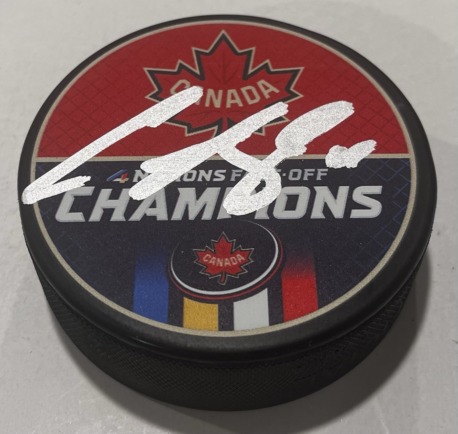 COLTON PARAYKO SIGNED CANADA 4 NATIONS HOCKEY PUCK W/ CASE ST LOUIS BLUES COA