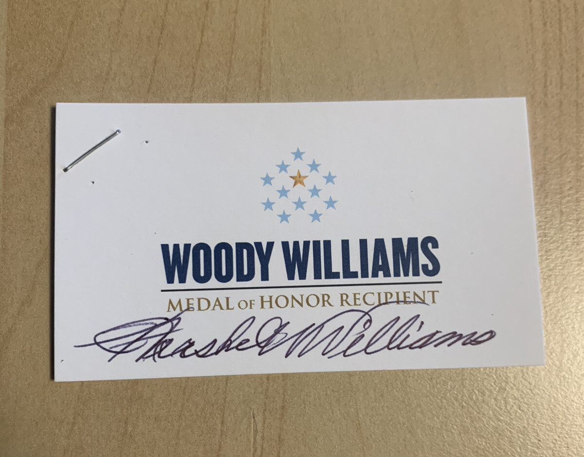 HERSHEL WILLIAMS SIGNED BUSINESS CARD AUTOGRAPH WORLD WAR 2 MEDAL OF HONOR COA