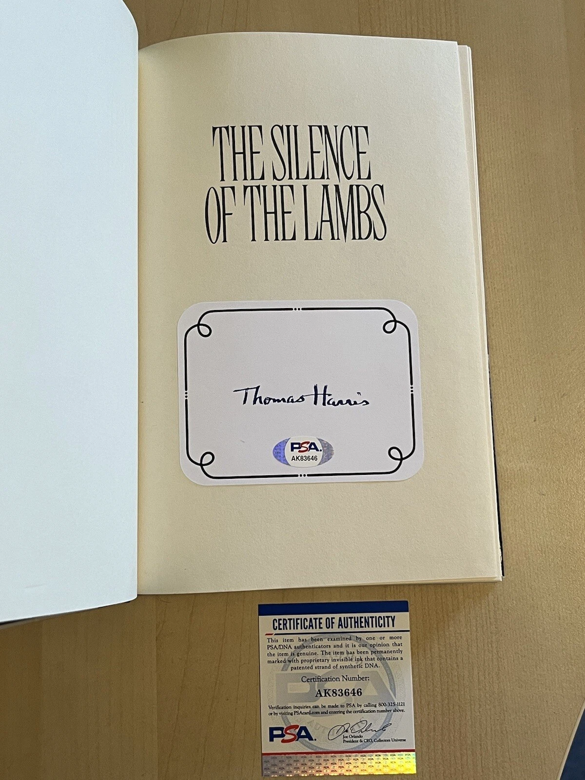 THOMAS HARRIS HAND SIGNED SILENCE OF THE LAMBS BOOK AUTHOR VERY RARE PSA COA COLLECTIBLE MEMORABILIA