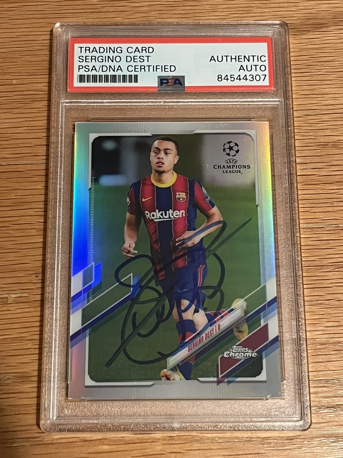 2020-21 Topps Chrome UEFA SERGINO DEST Signed Auto REFRACTOR FC Barcelona #8 PSA