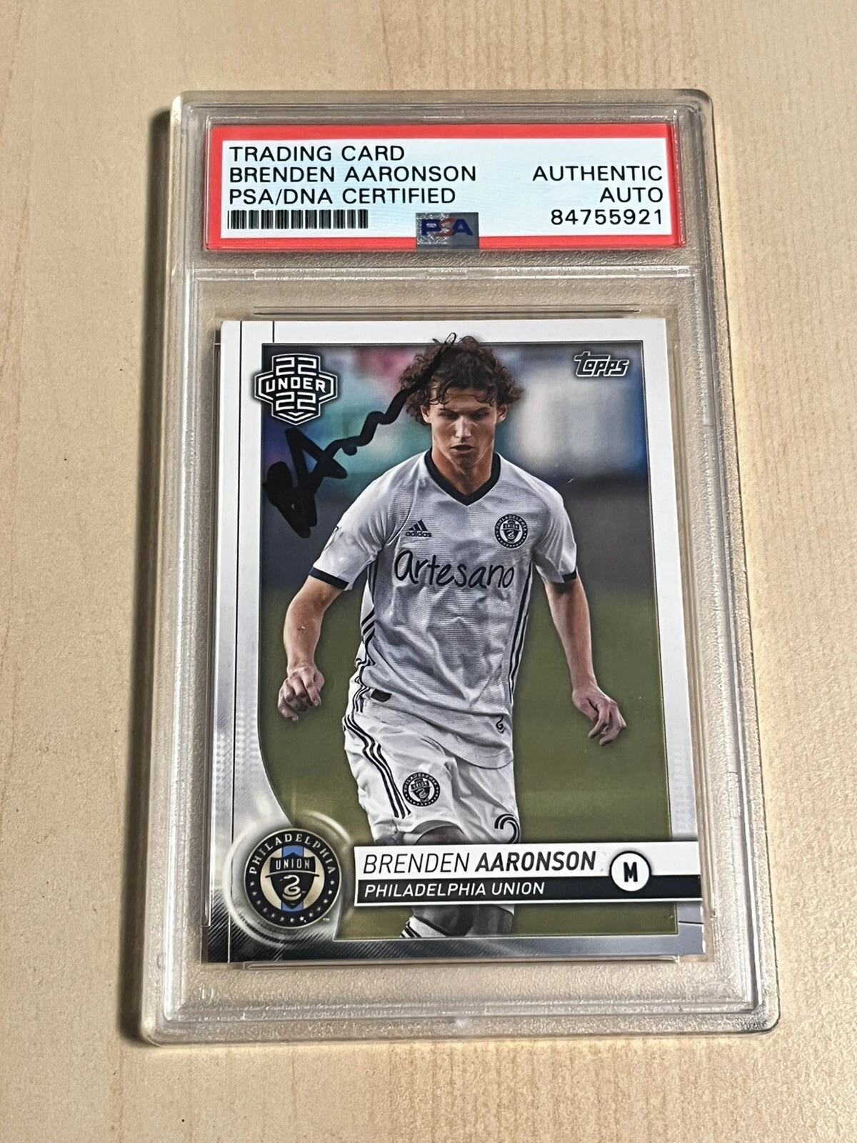 2020 Topps MLS #178 Brenden Aaronson 22 Under 22 SIGNED AUTO RC ROOKIE PSA/DNA