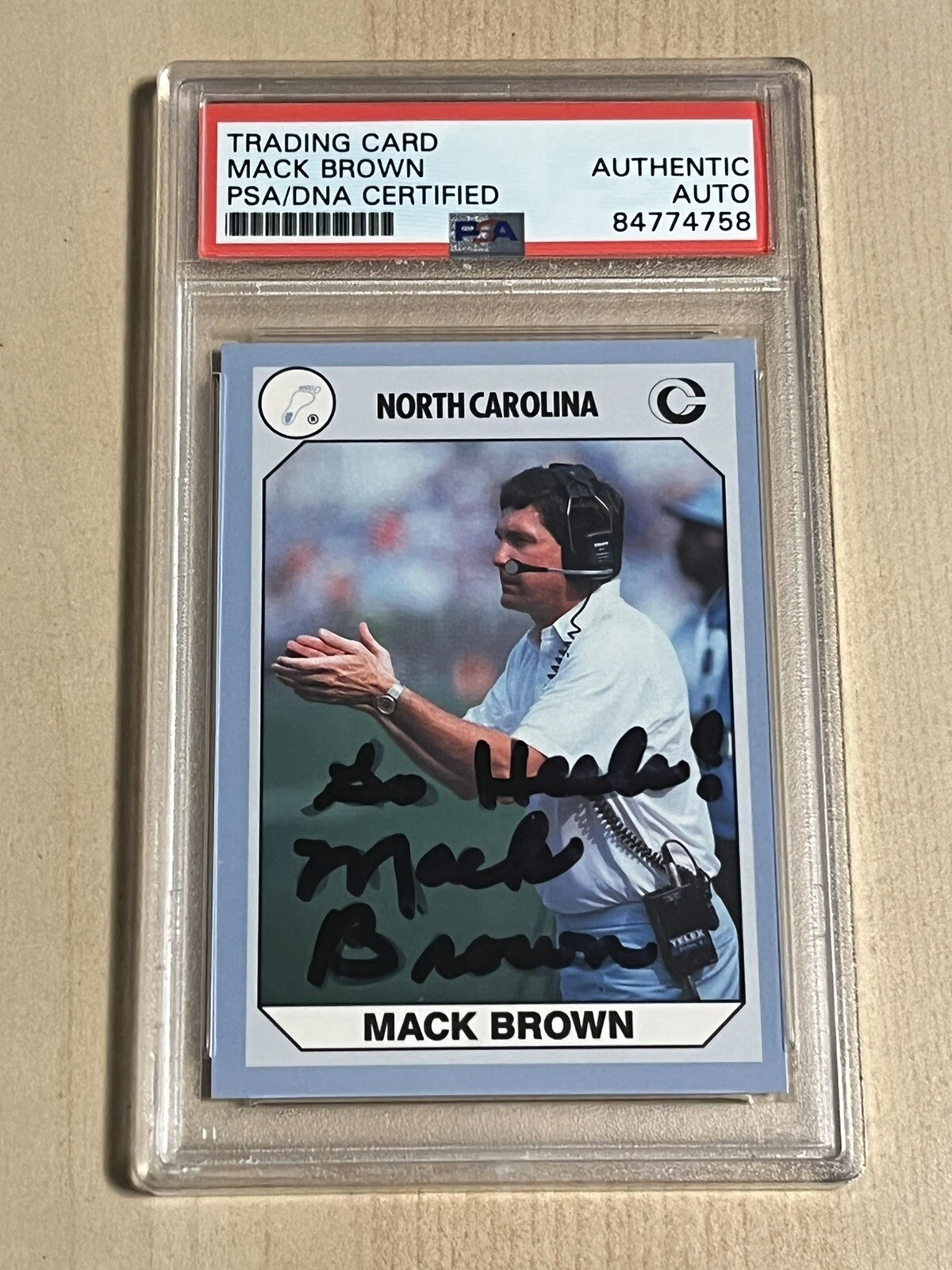 MACK BROWN 1990 COLLEGIATE COLLECTION UNC SIGNED AUTOGRAPHED CARD AUTHENTIC PSA
