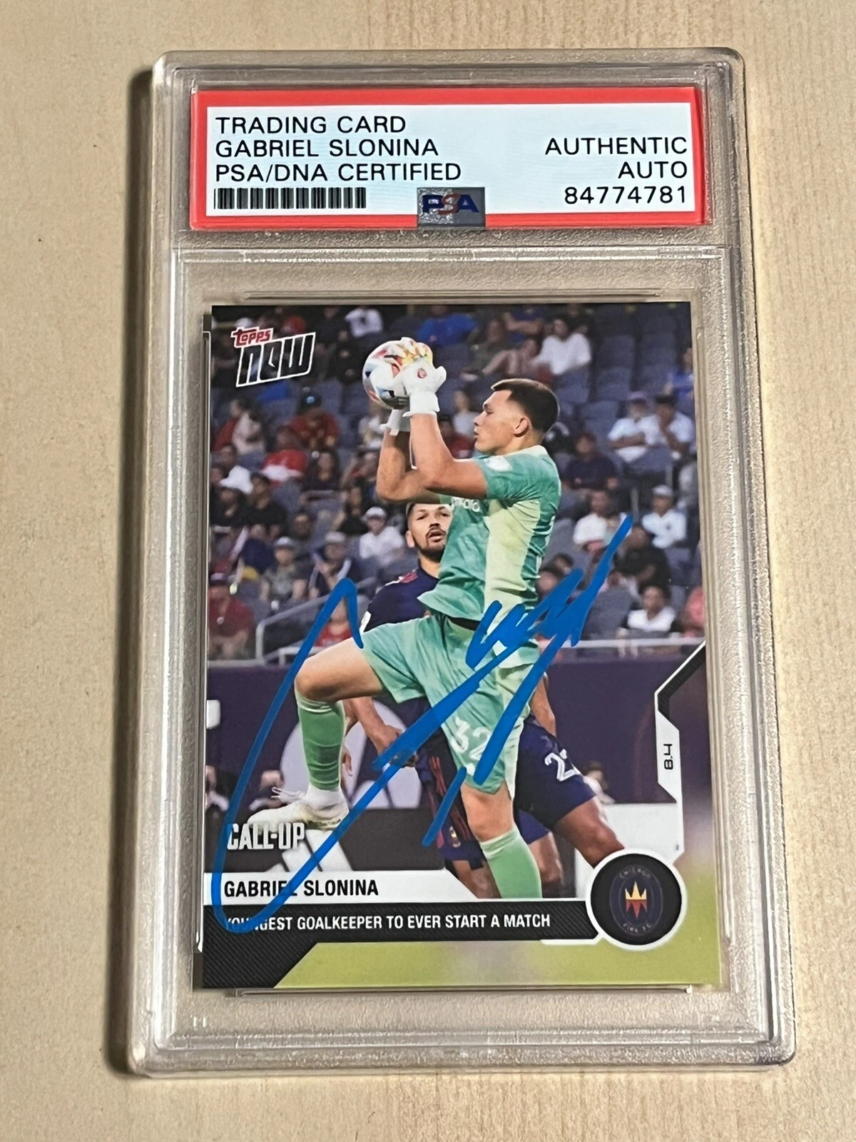 2021 Topps Now MLS GABRIEL SLONINA SIGNED AUTO RC PR /214 #98 USMNT Chelsea PSA