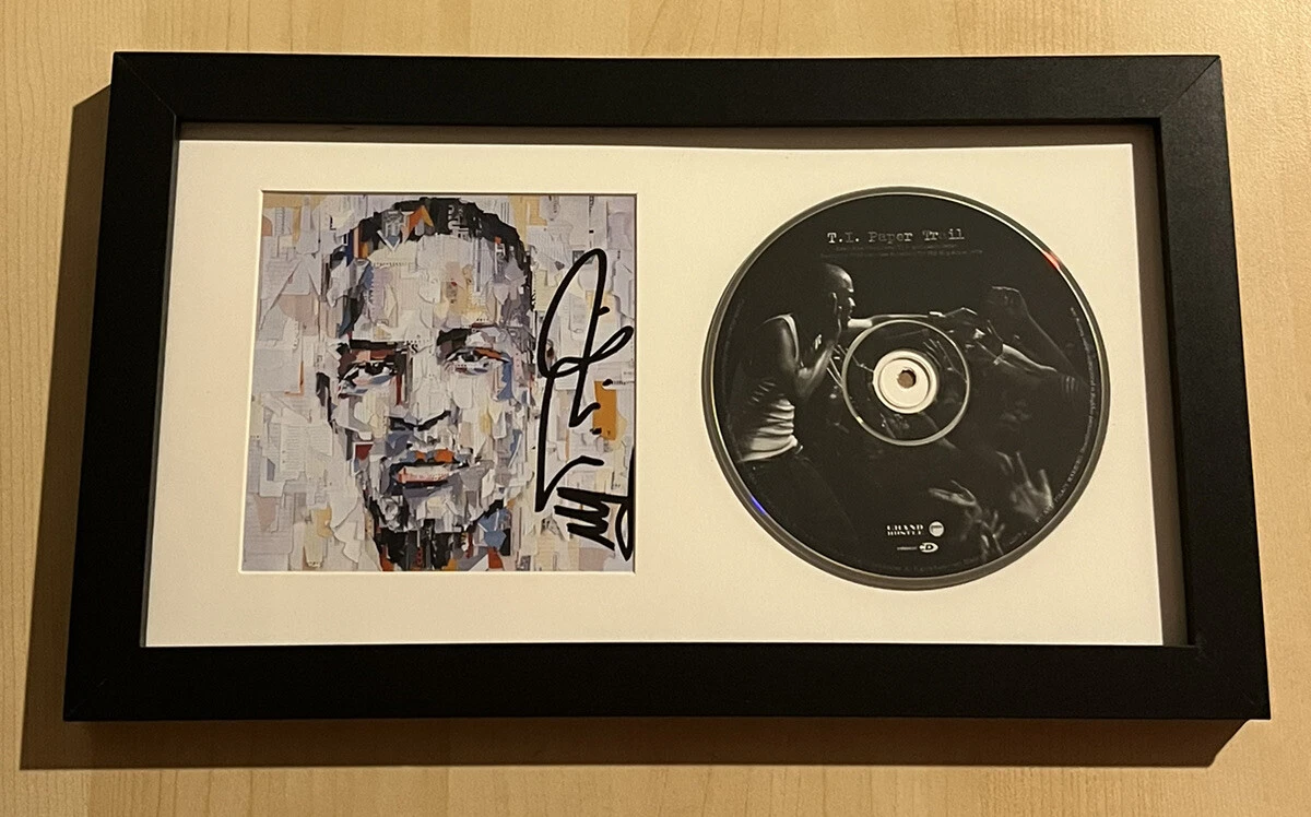 T.I RAPPER HAND SIGNED CD FRAMED PAPER TRAILS HIP HOP STAR VERY RARE TI TIP COA