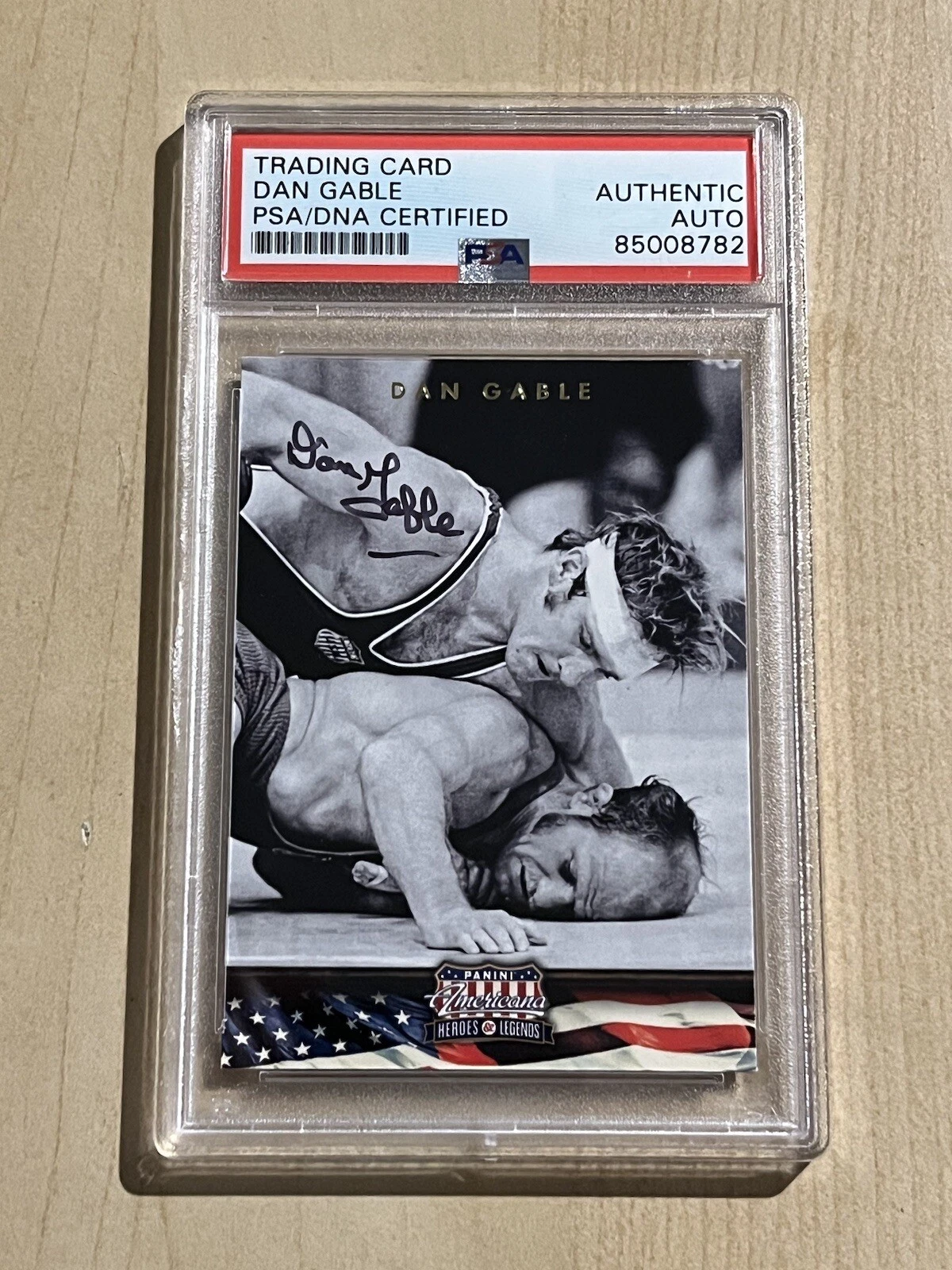 DAN GABLE 2021 PANINI AMERICANA SIGNED AUTOGRAPHED CARD PSA/DNA AUTHENTIC