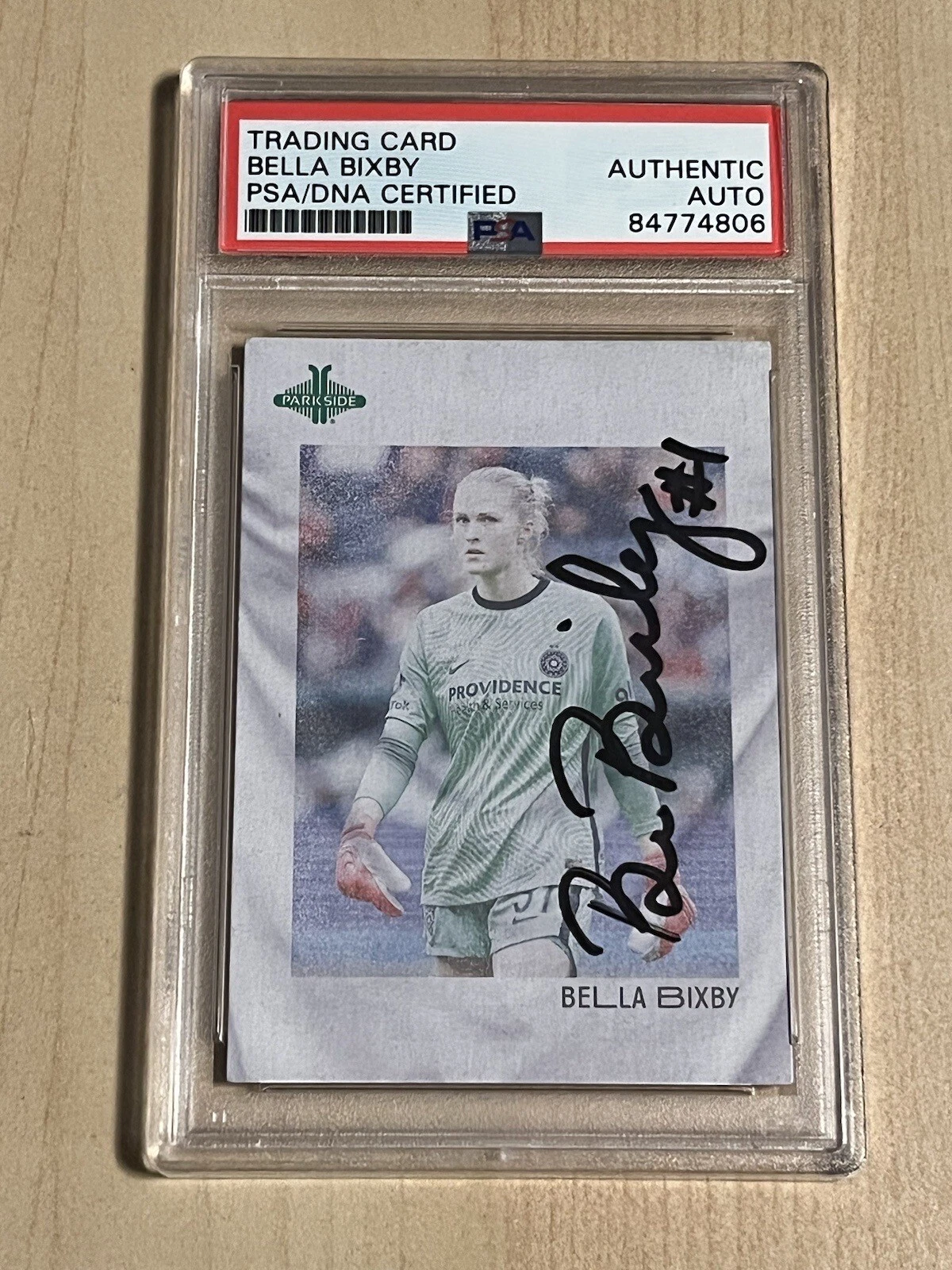 2022 PARKSIDE NWSL VINTAGE #25 BELLA BIXBY SIGNED AUTO PORTLAND THORNS FC PSA