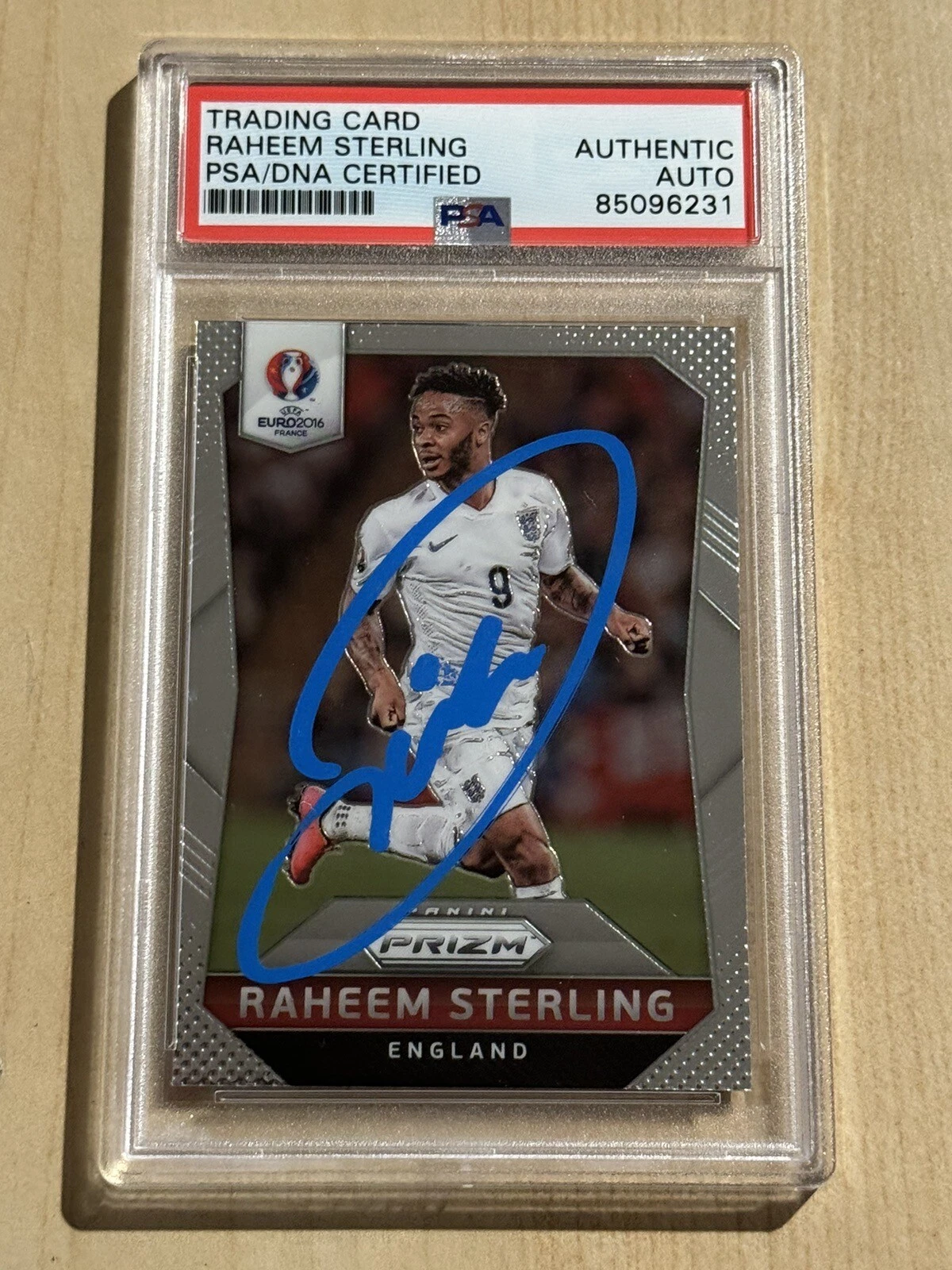2016 Panini UEFA Euro Prizm Raheem Sterling Signed Auto #64 England PSA