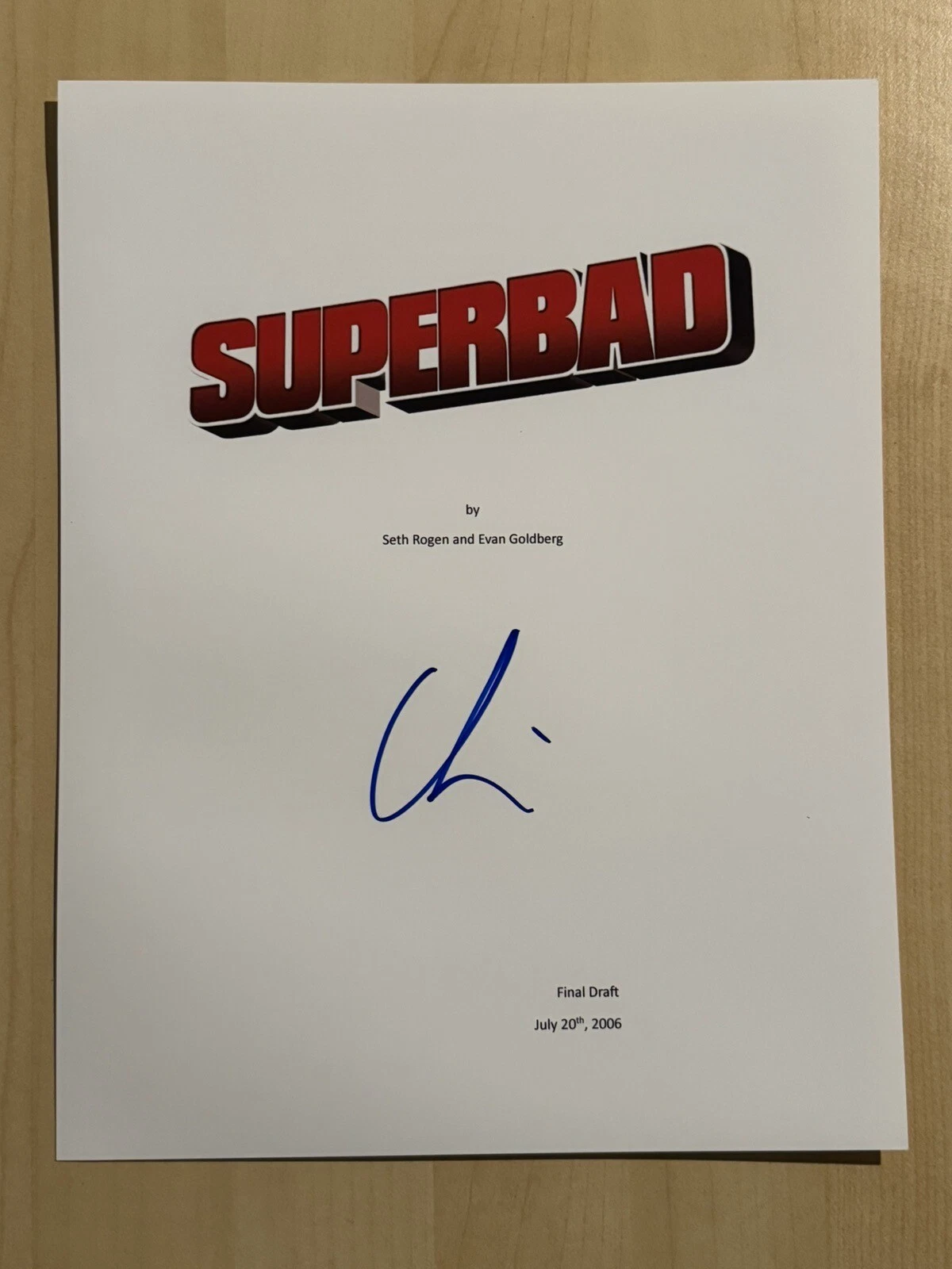 CHRISTOPHER MINTZ PLASSE SIGNED SCRIPT COVER AUTOGRAPHED SUPERBAD MCLOVIN COA
