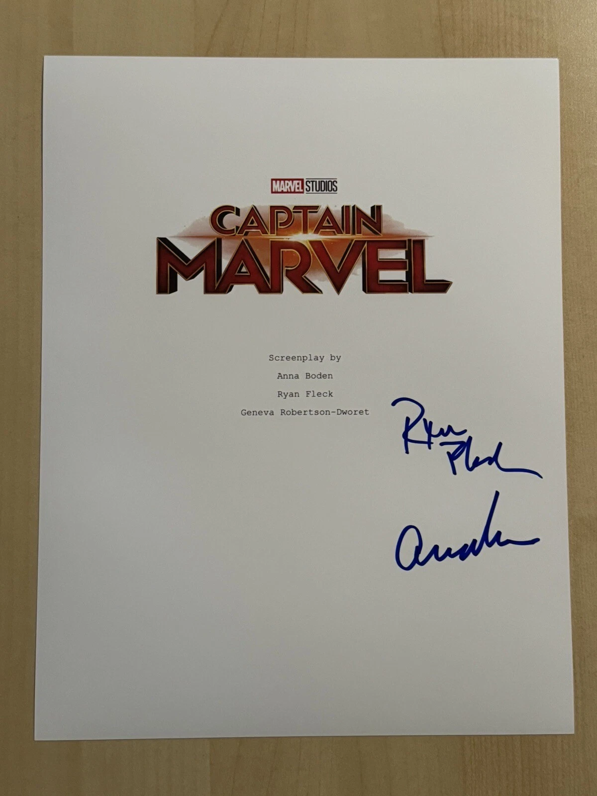 RYAN FLECK & ANNA BODEN SIGNED SCRIPT COVER AUTOGRAPHED MARVEL DIRECTORS COA