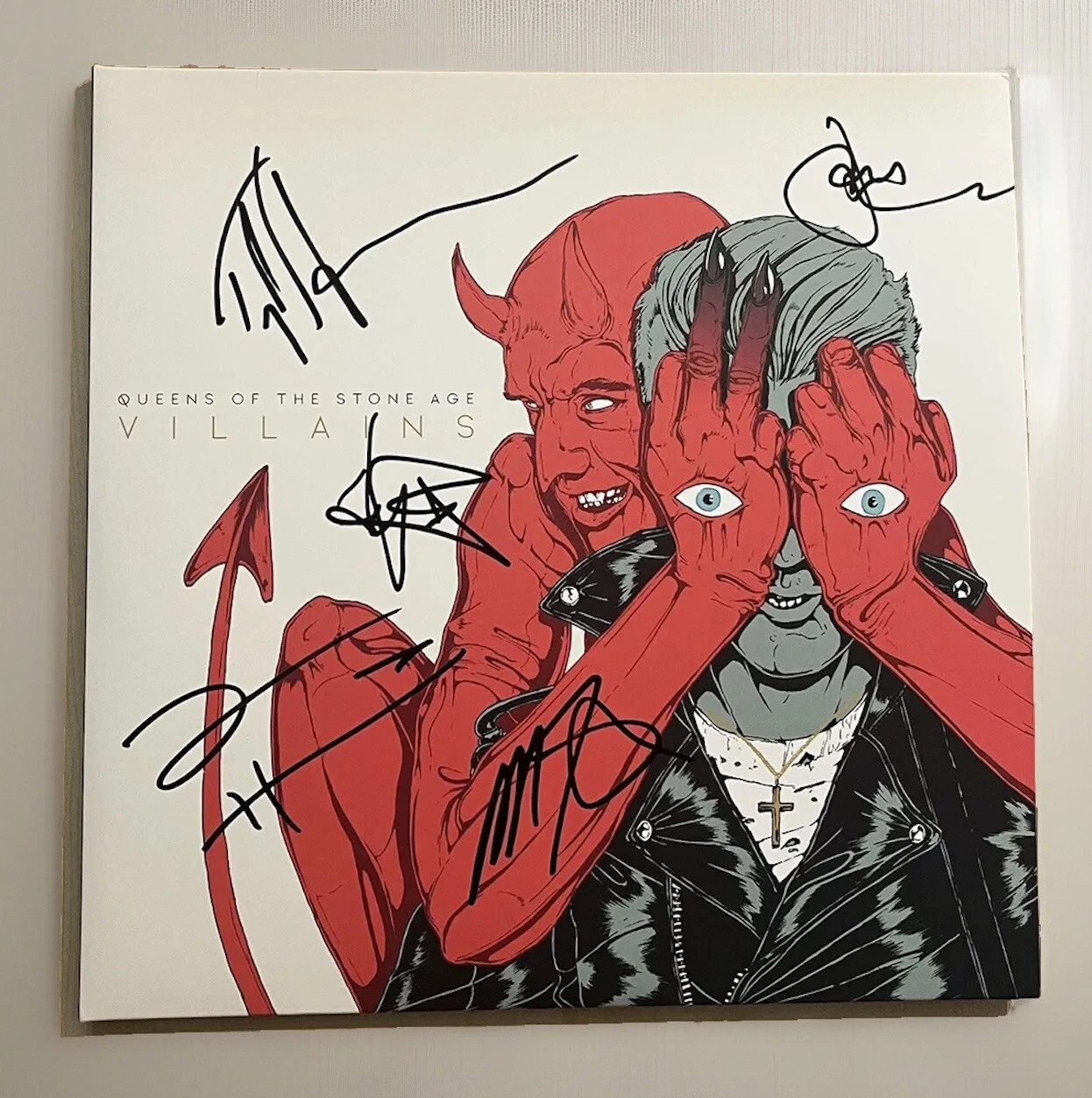 QUEENS OF THE STONE AGE FULL BAND SIGNED VINYL RECORD AUTOGRAPHED JOSH HOMME COA