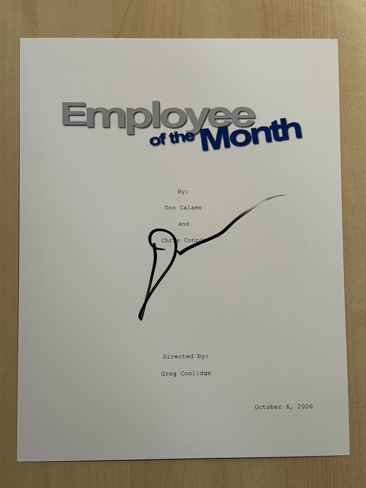 DAX SHEPARD SIGNED SCRIPT COVER ACTOR AUTOGRAPHED EMPLOYEE OF THE MONTH STAR COA