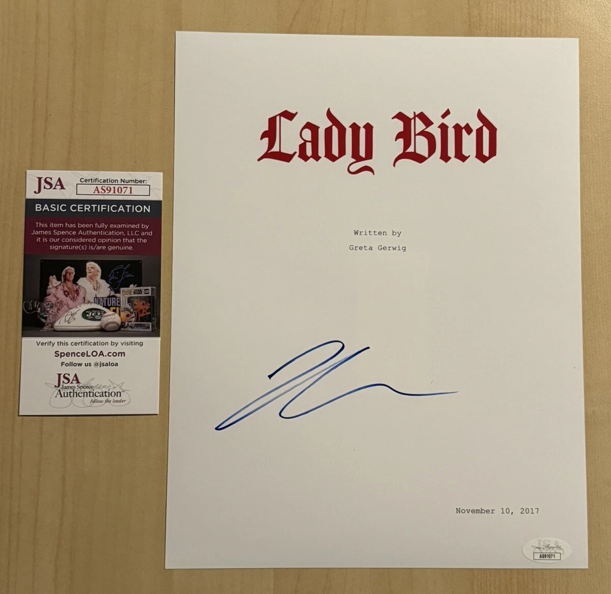 SAOIRSE RONAN SIGNED SCRIPT COVER ACTRESS AUTOGRAPHED LADYBIRD STAR JSA COA